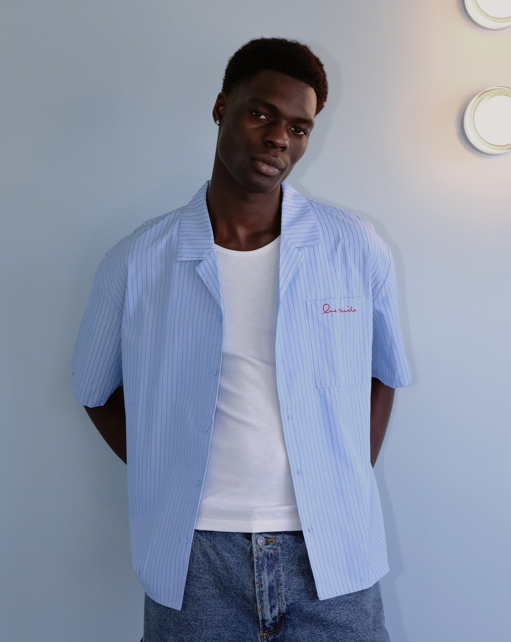 Theo Short Sleeve Shirt Blue Stripe