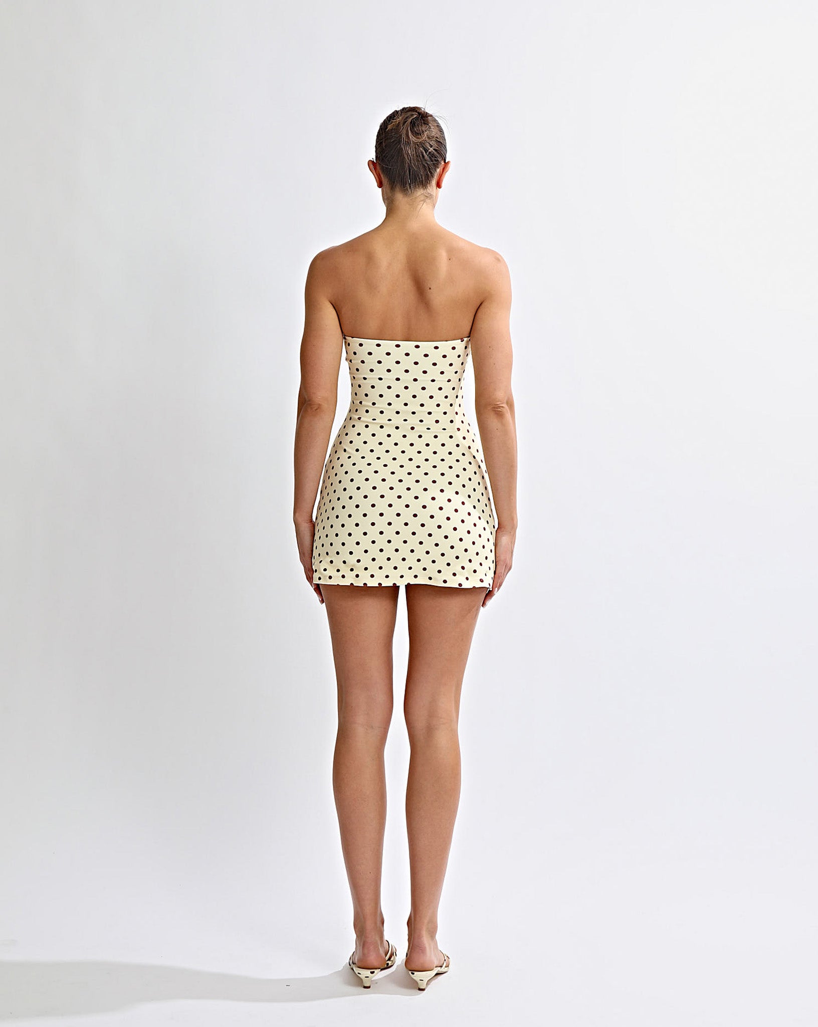 Nali Strapless Dress Yellow Polka