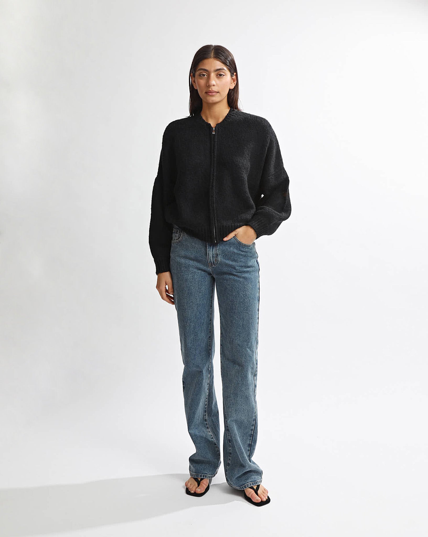 Elliot Knit Zip Jumper Black
