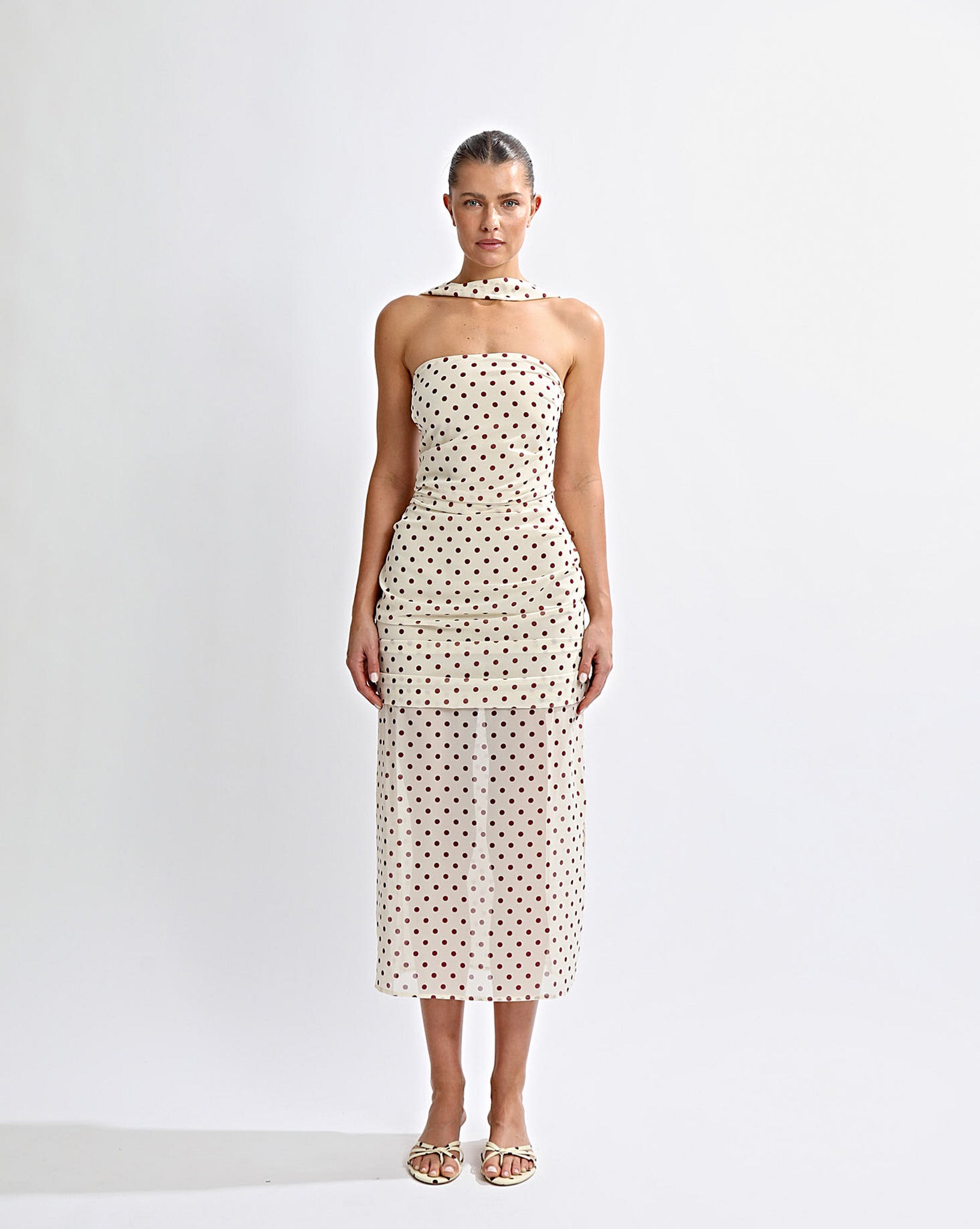 Adriana Midi Dress Yellow Polka