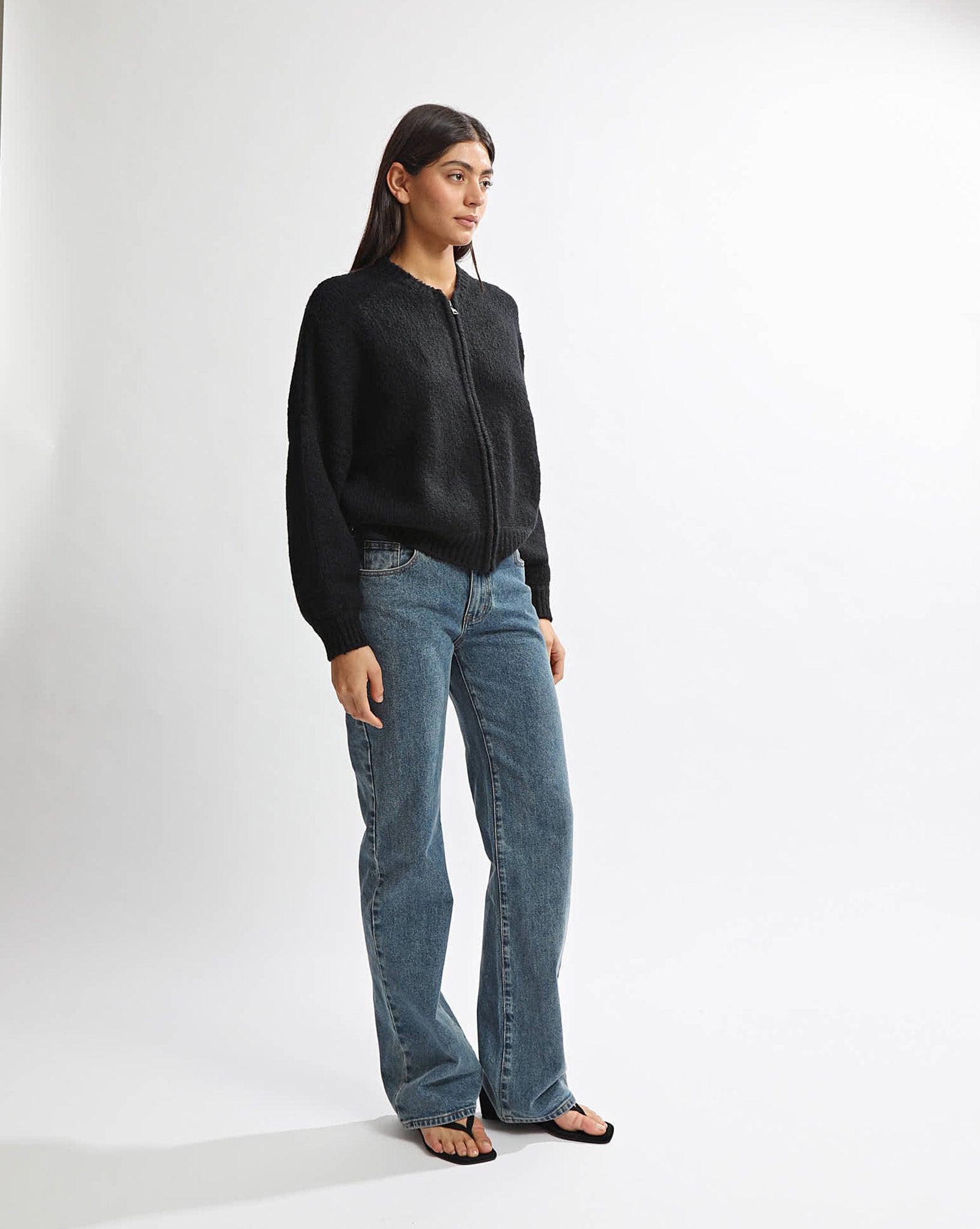 Elliot Knit Zip Jumper Black
