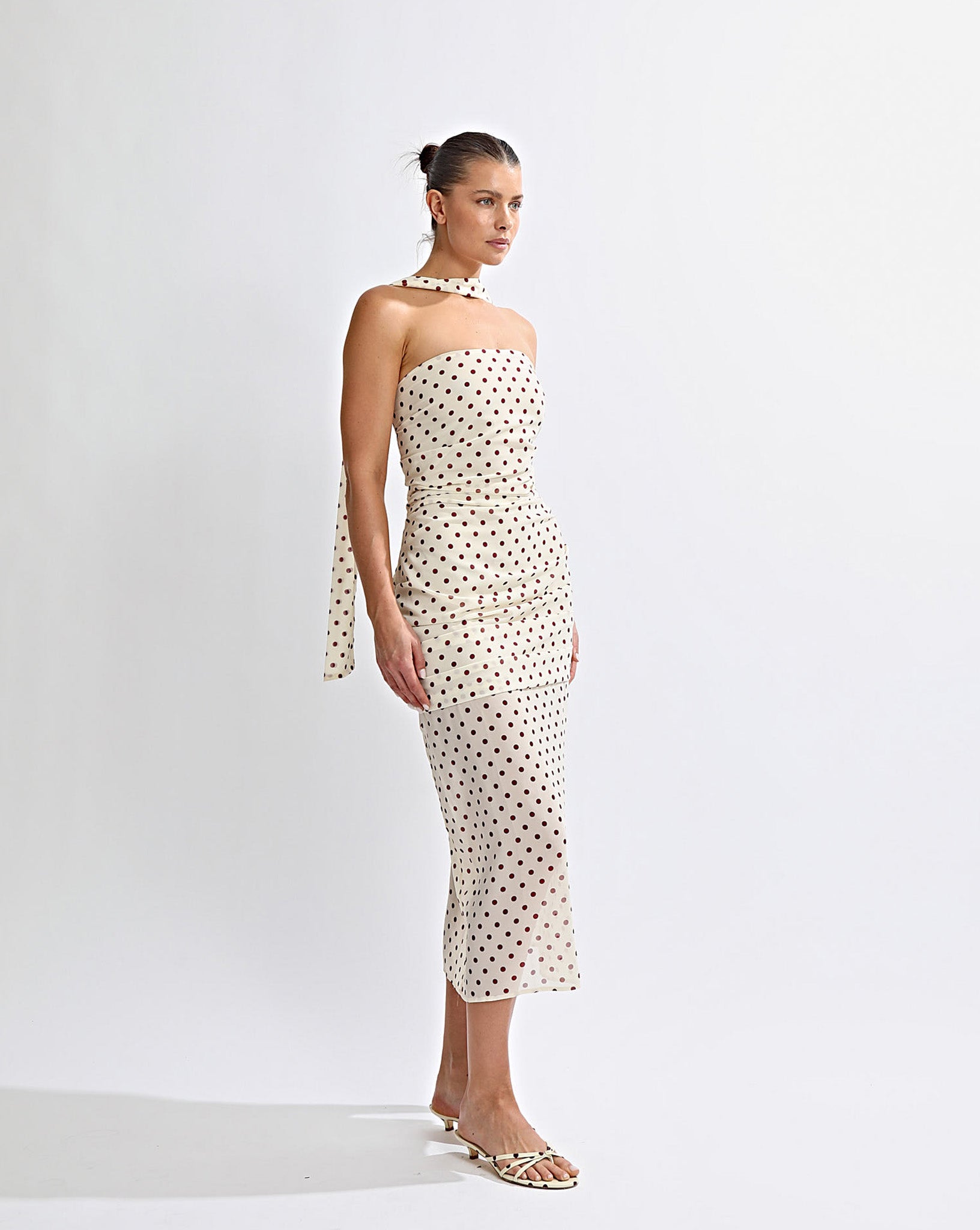 Adriana Midi Dress Yellow Polka