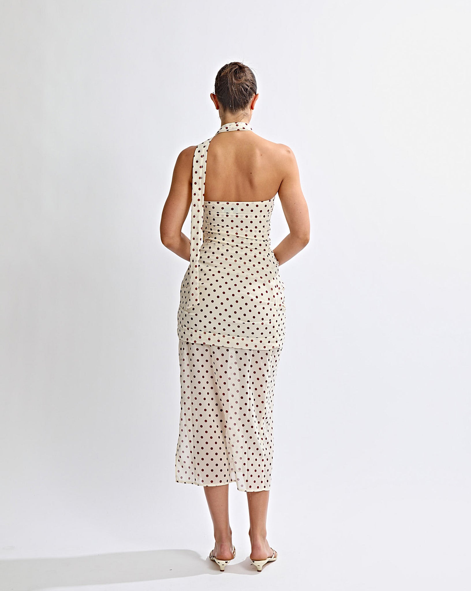 Adriana Midi Dress Yellow Polka