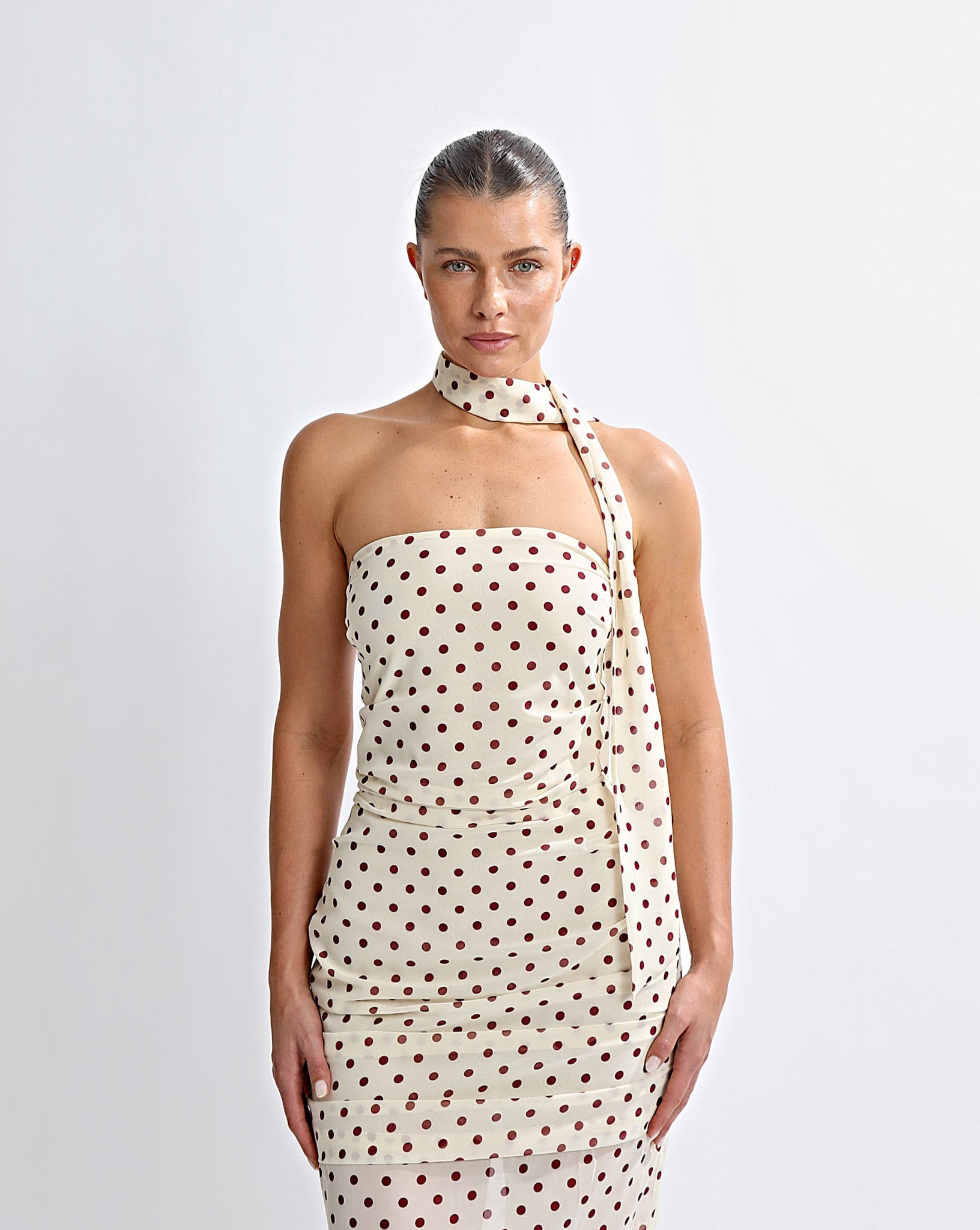 Adriana Midi Dress Yellow Polka