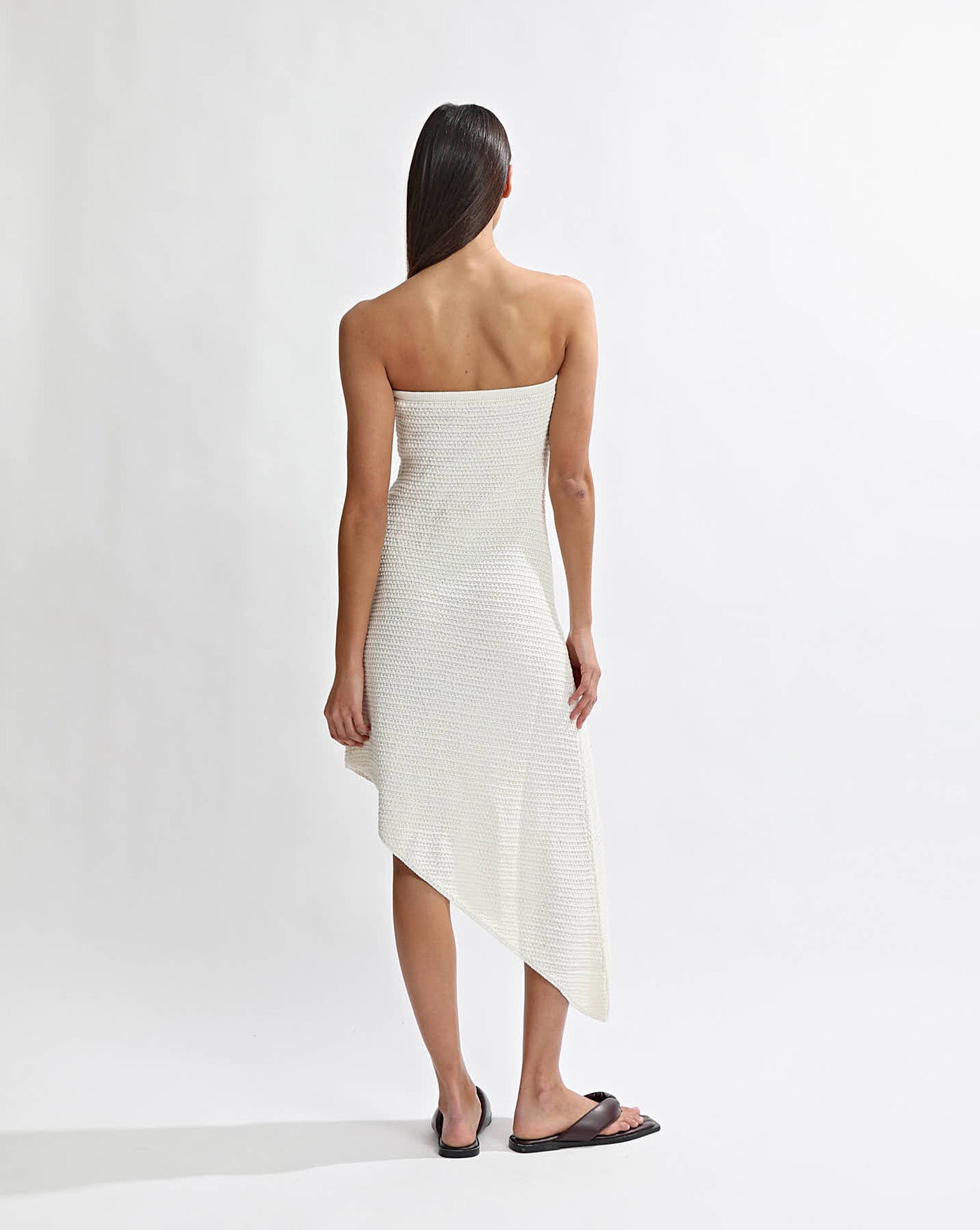 Eloise Knit Flower Dress Off White