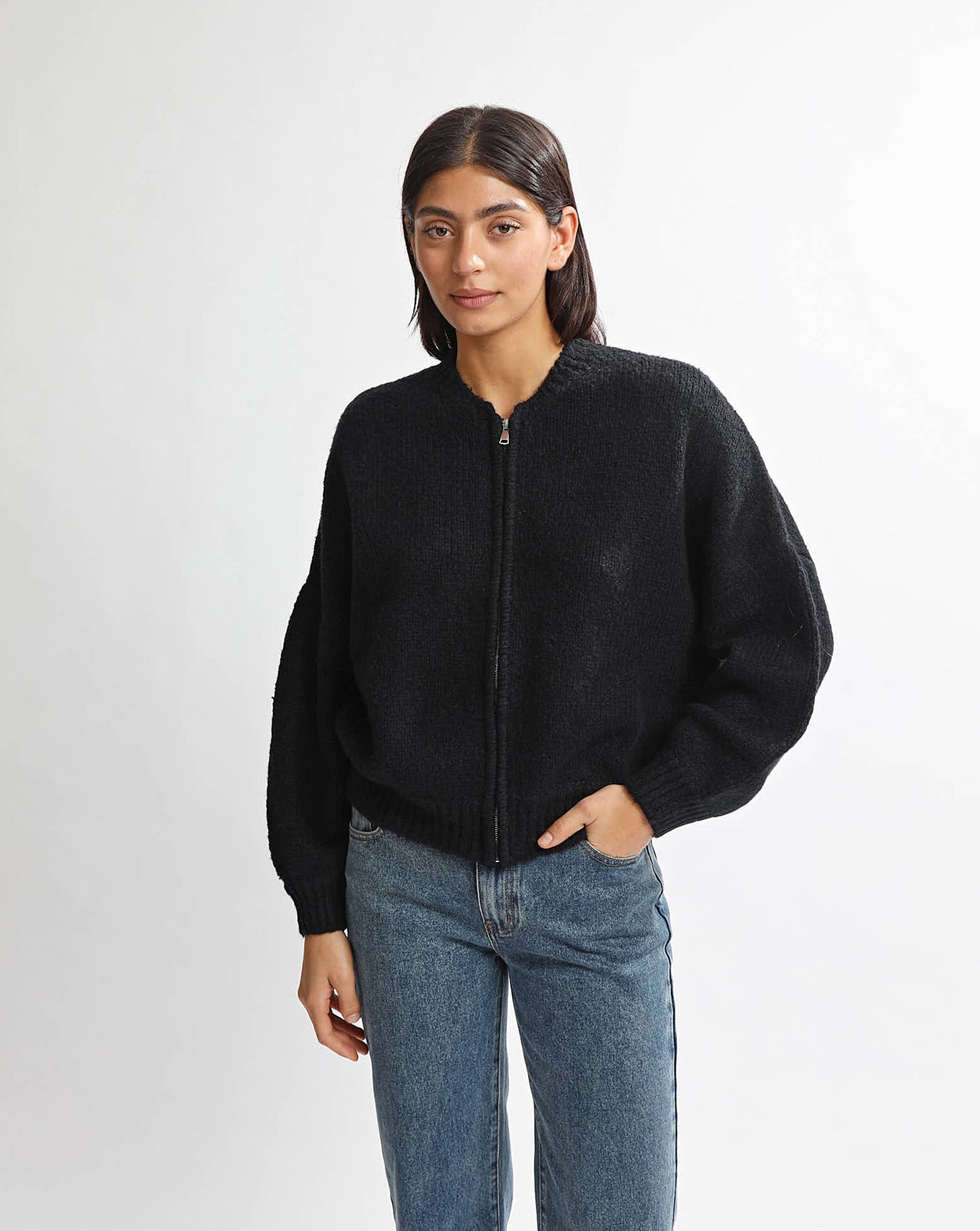 Elliot Knit Zip Jumper Black