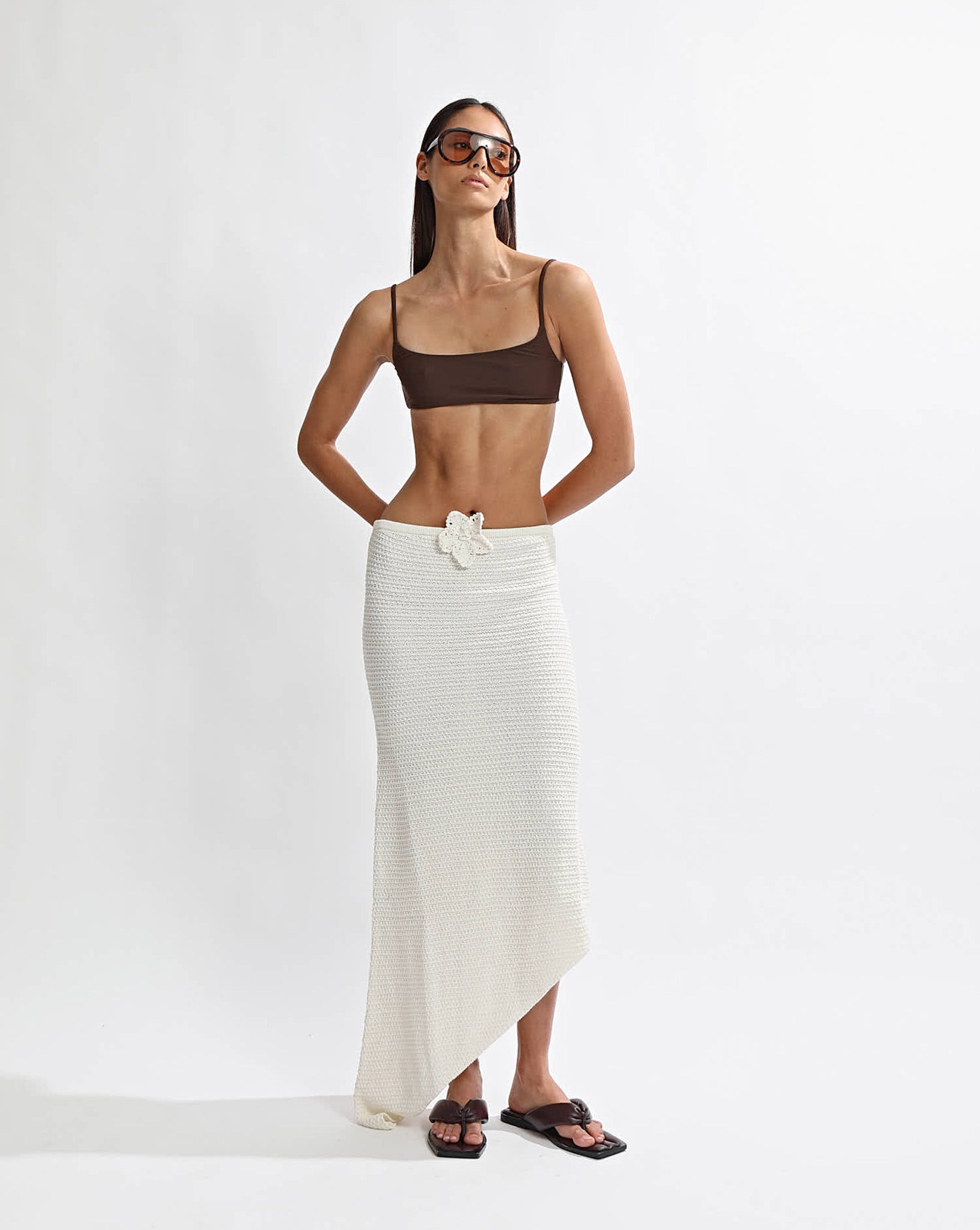 Eloise Knit Flower Dress Off White
