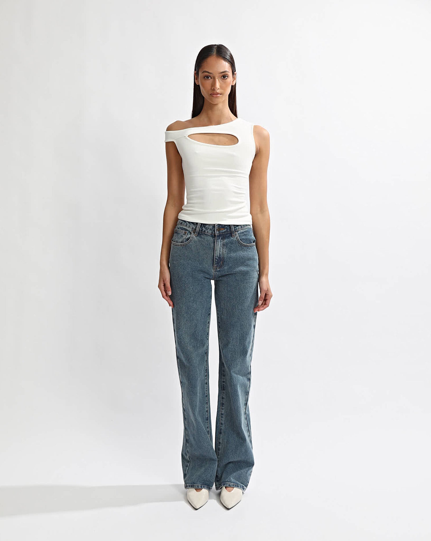 Amelia Asym Tank White