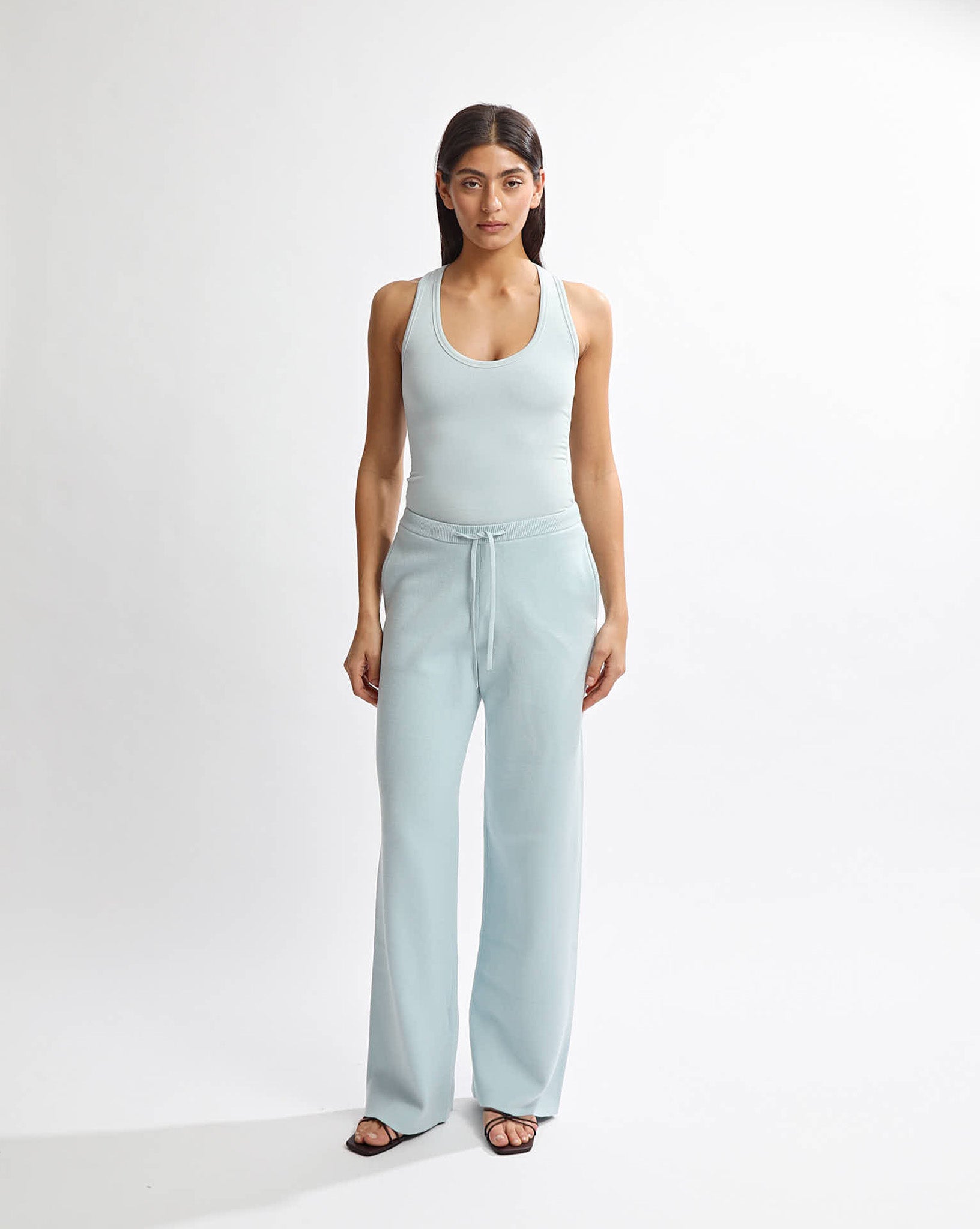 Dion Knit Pants Blue Cropped