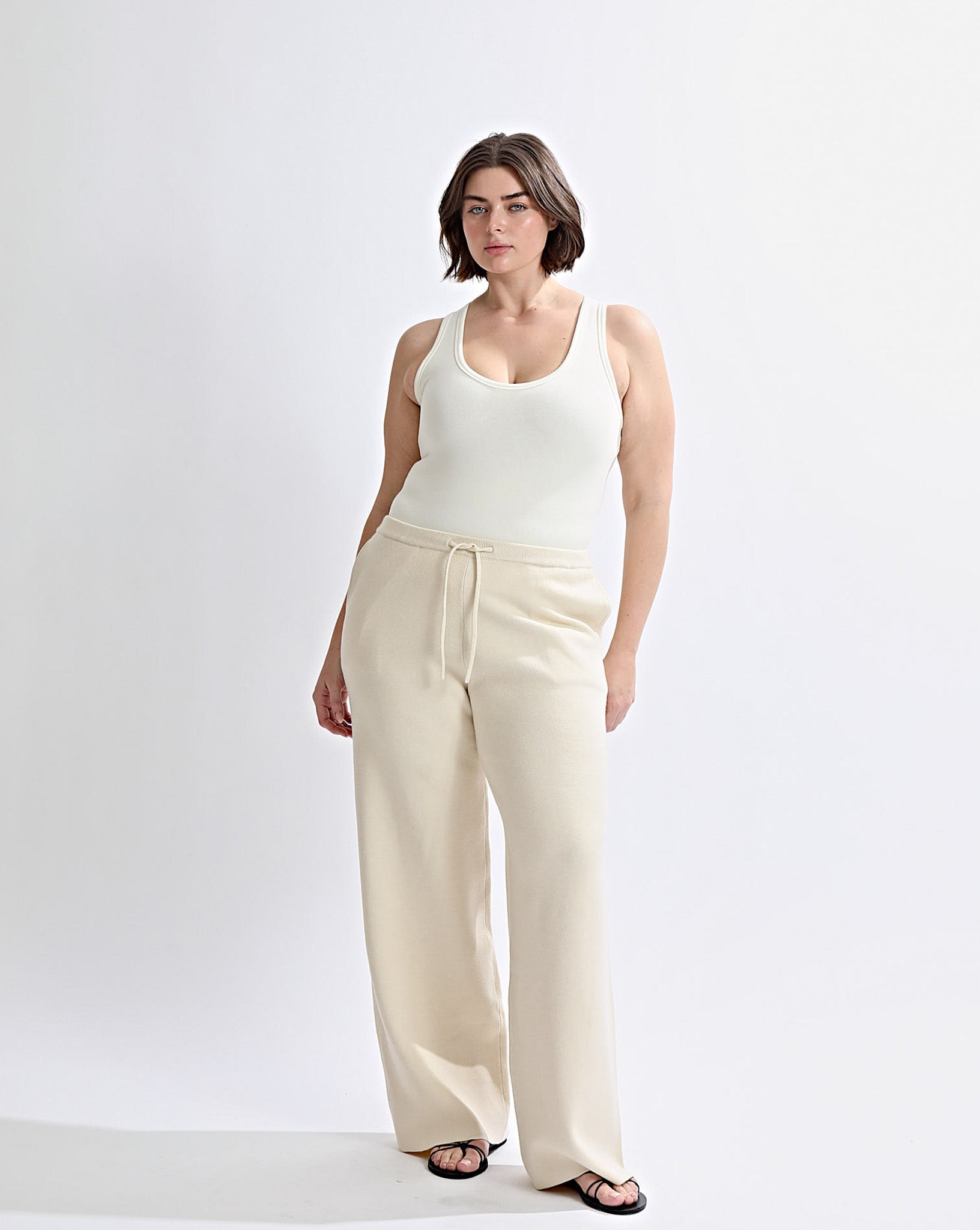Dion Knit Pants Cream Cropped