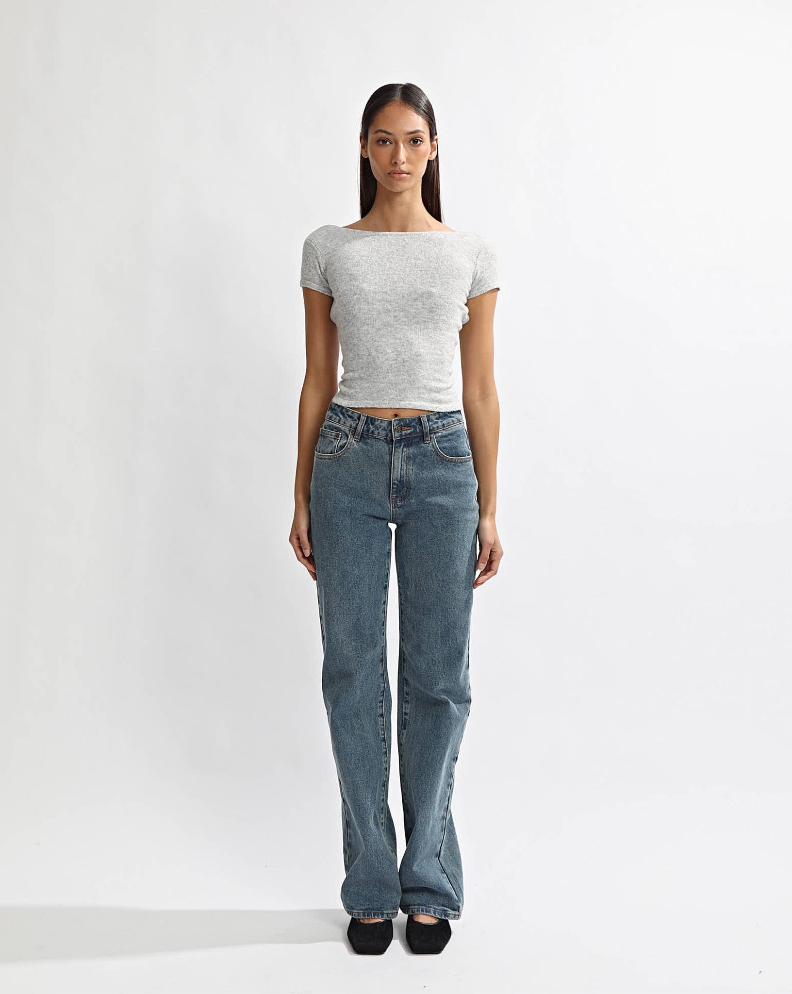 Leo Knit Tee Grey Marl