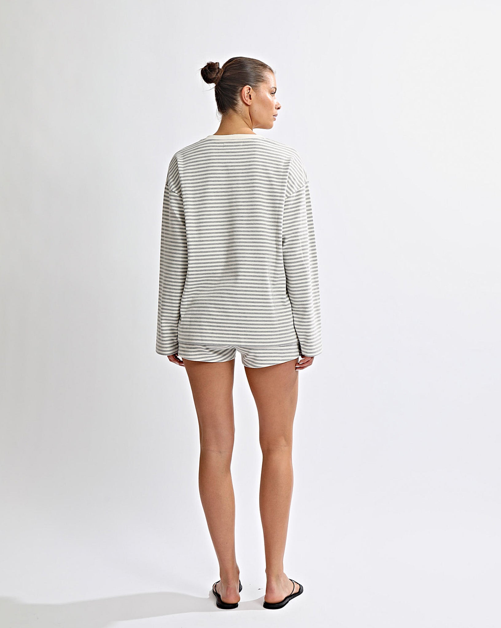Milan Long Sleeve Top Grey/White