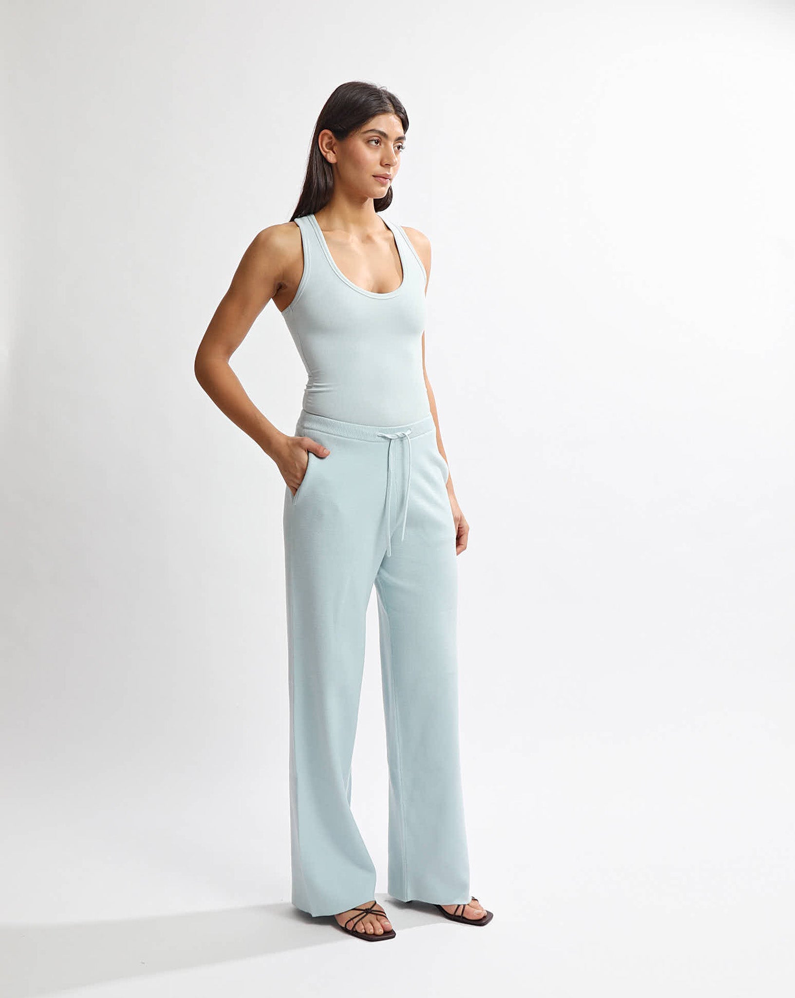 Dion Knit Pants Blue Cropped