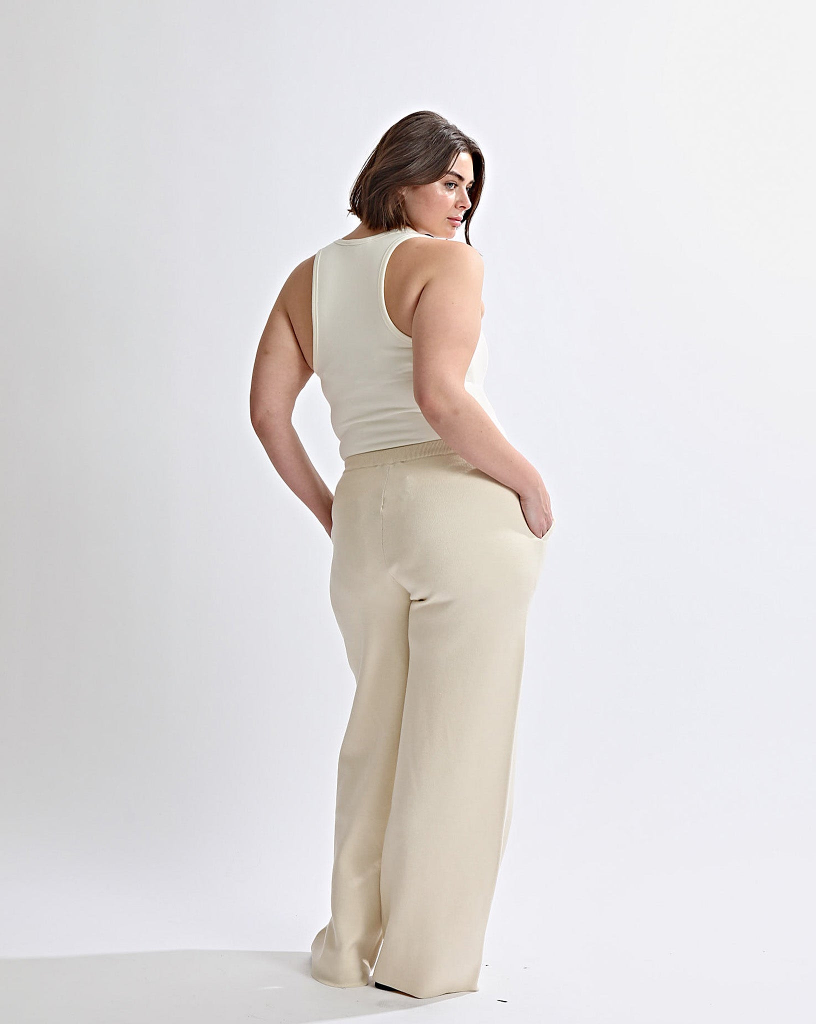 Dion Knit Pants Cream Cropped