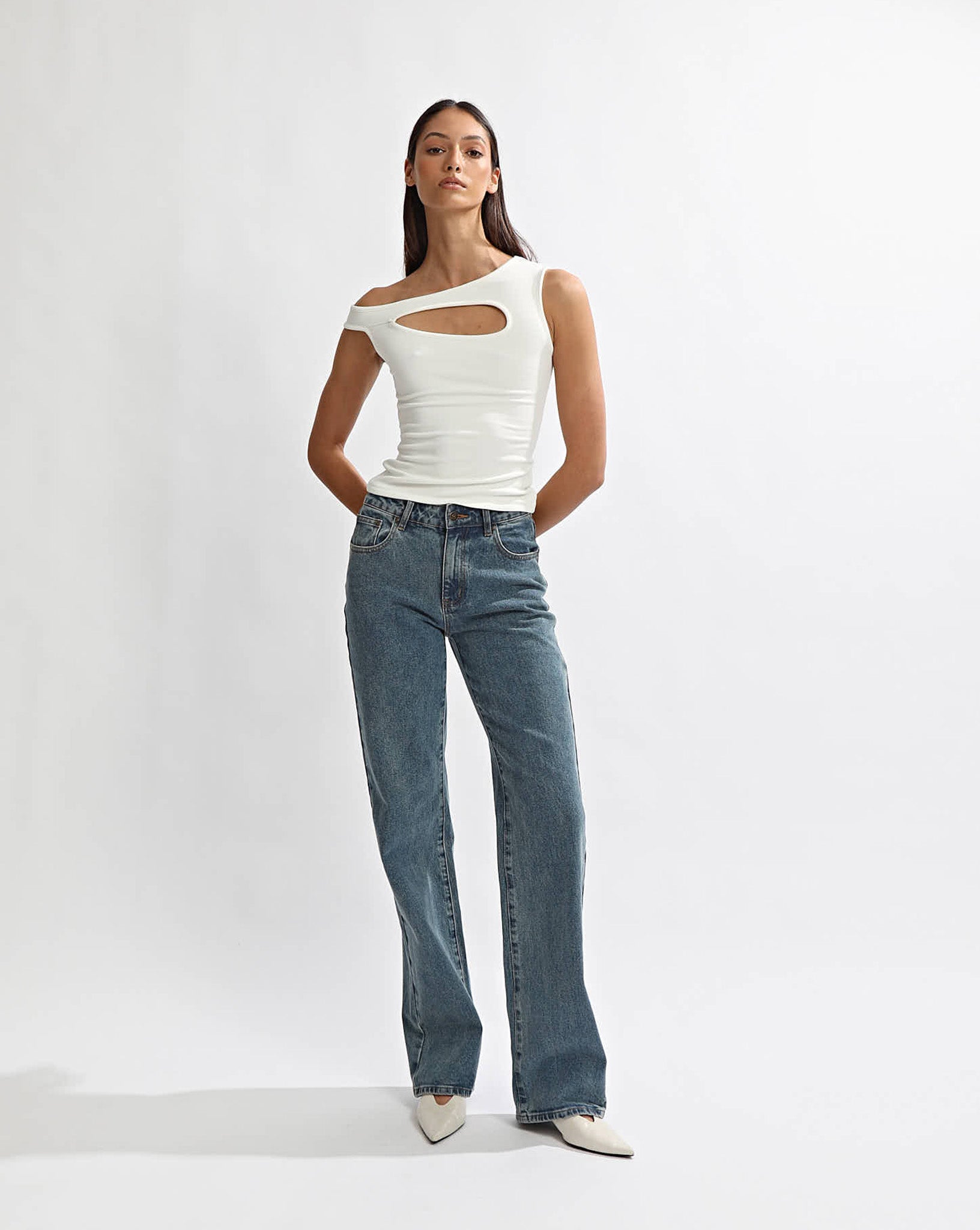 Amelia Asym Tank White