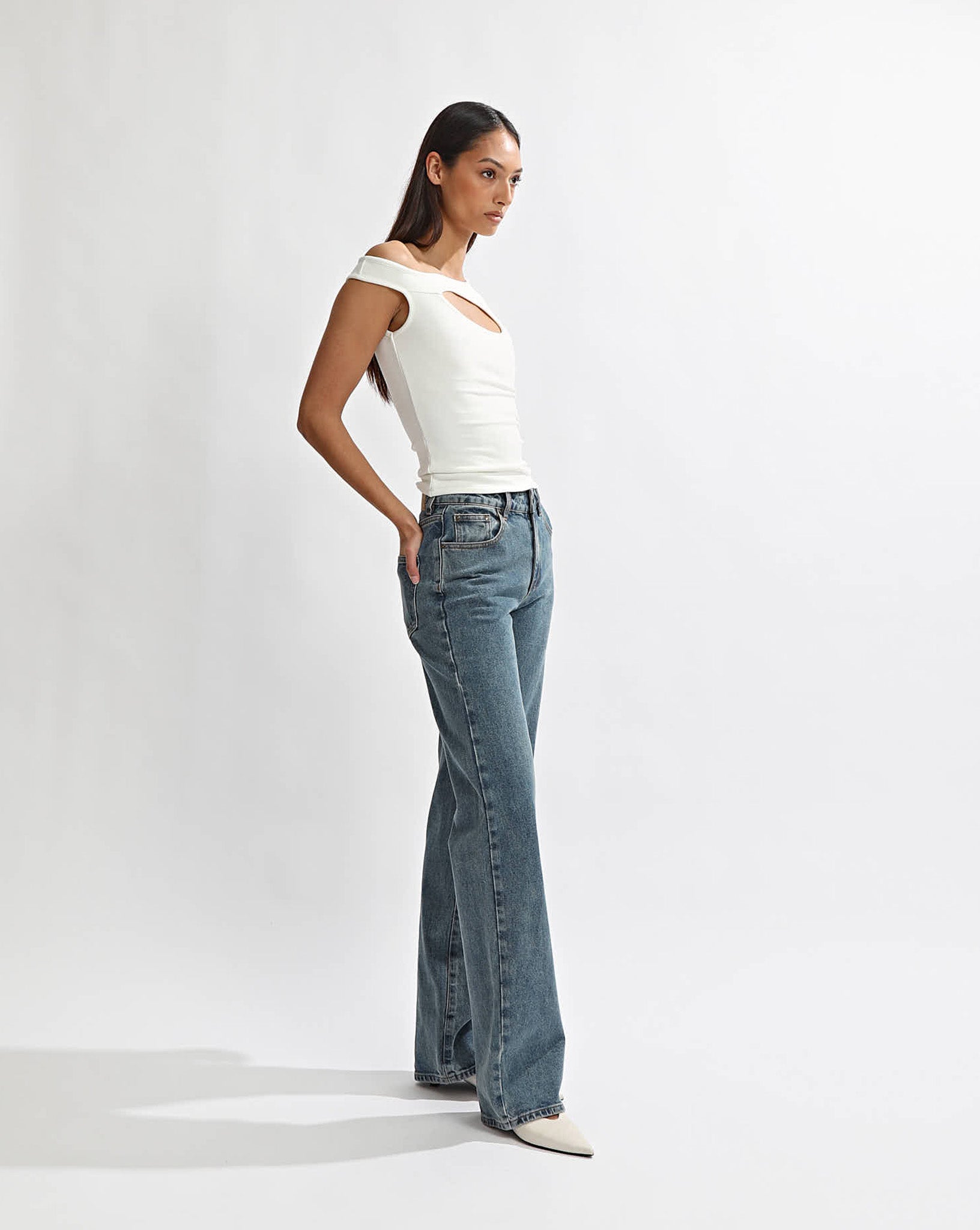 Amelia Asym Tank White