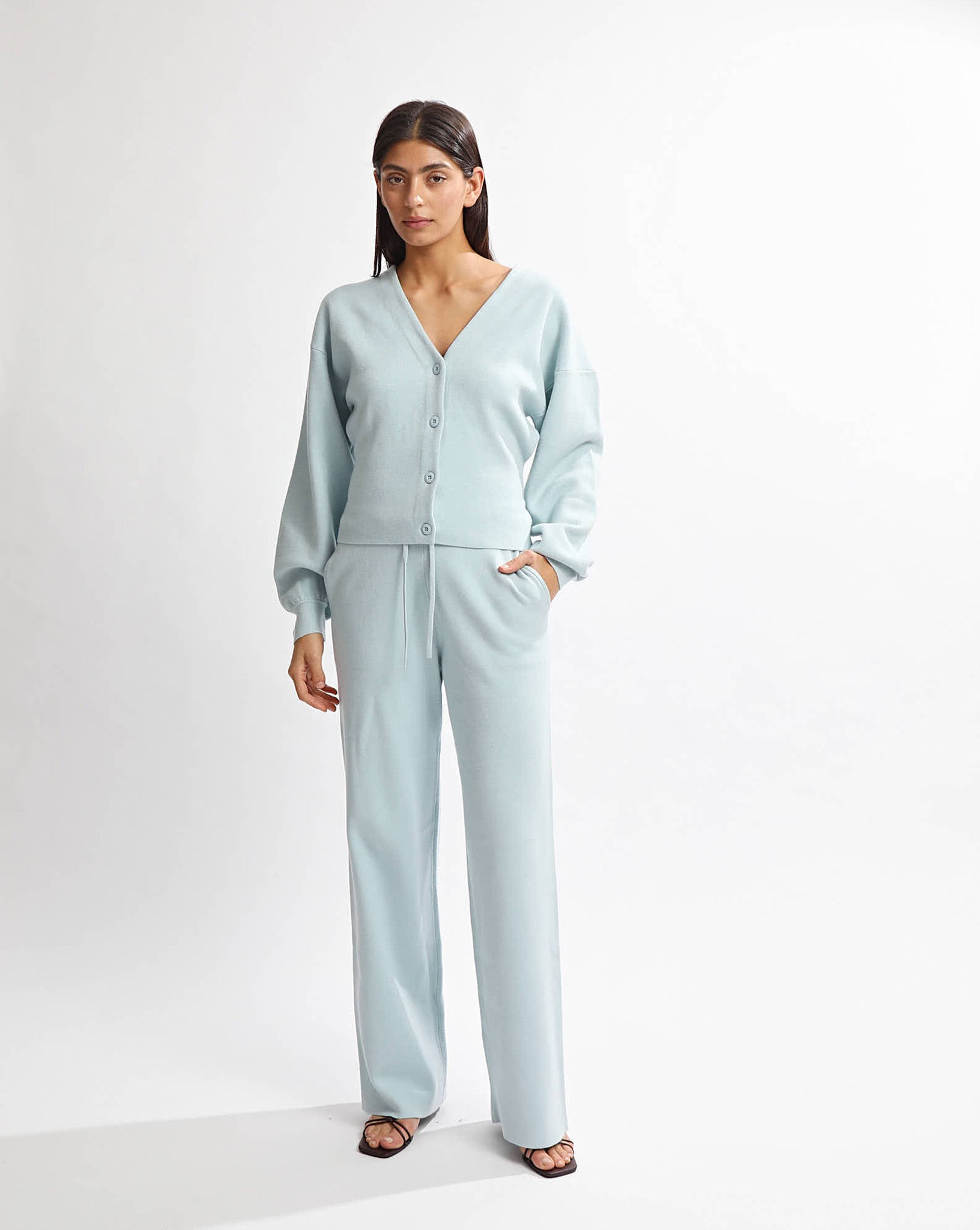 Dion Knit Pants Blue Cropped