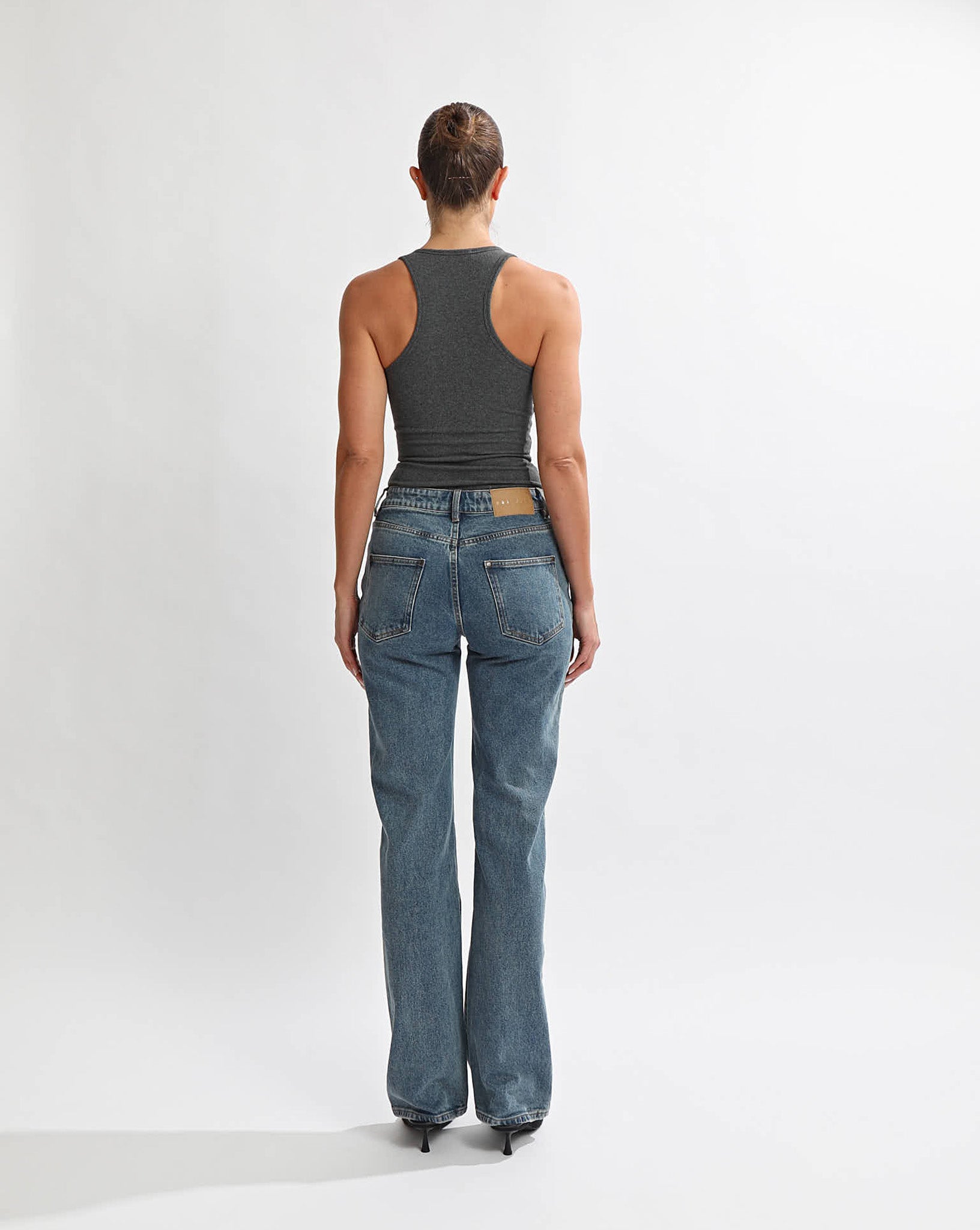 Ellie Rib Tank Dark Grey
