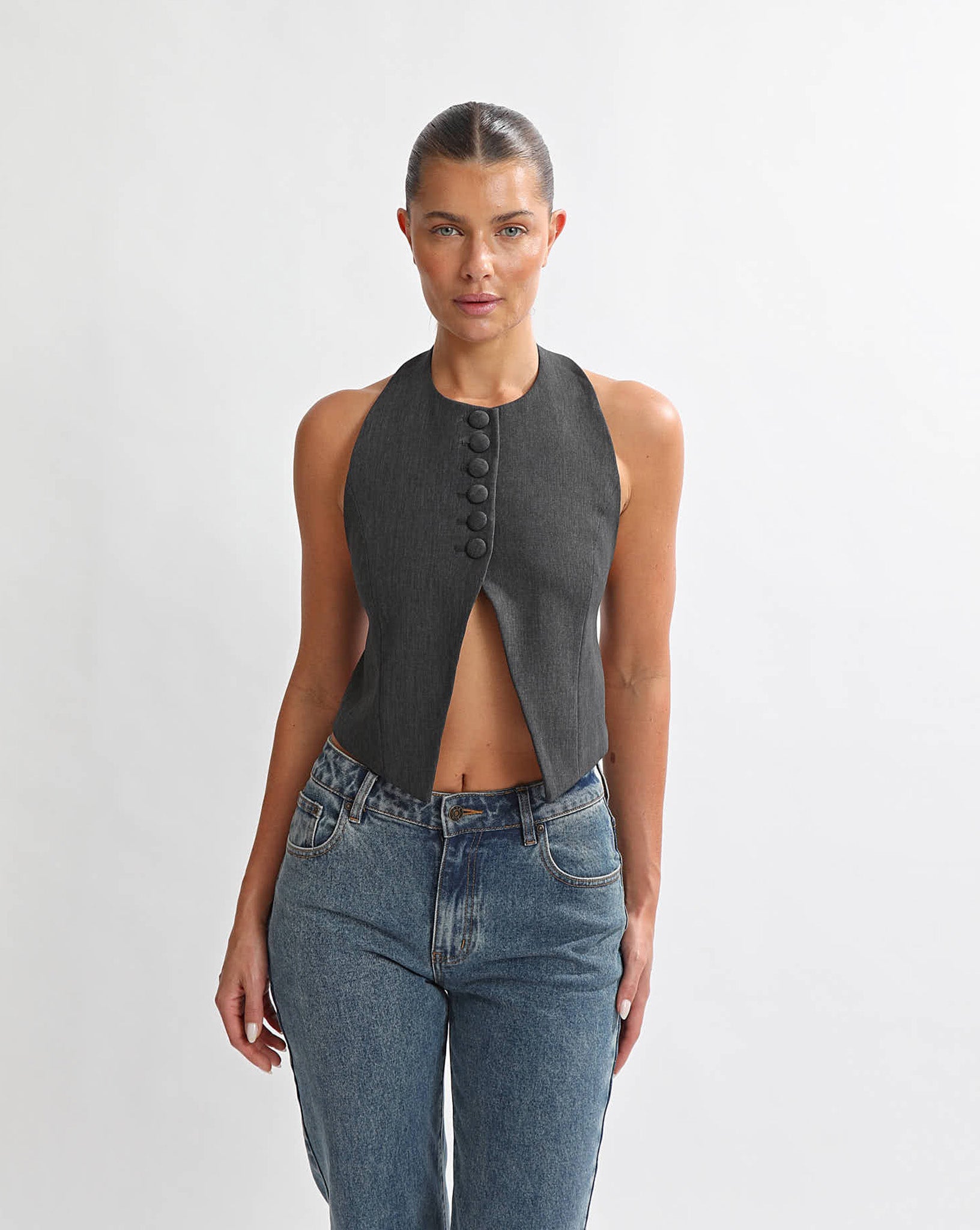 Tori Halter Top Dark Grey