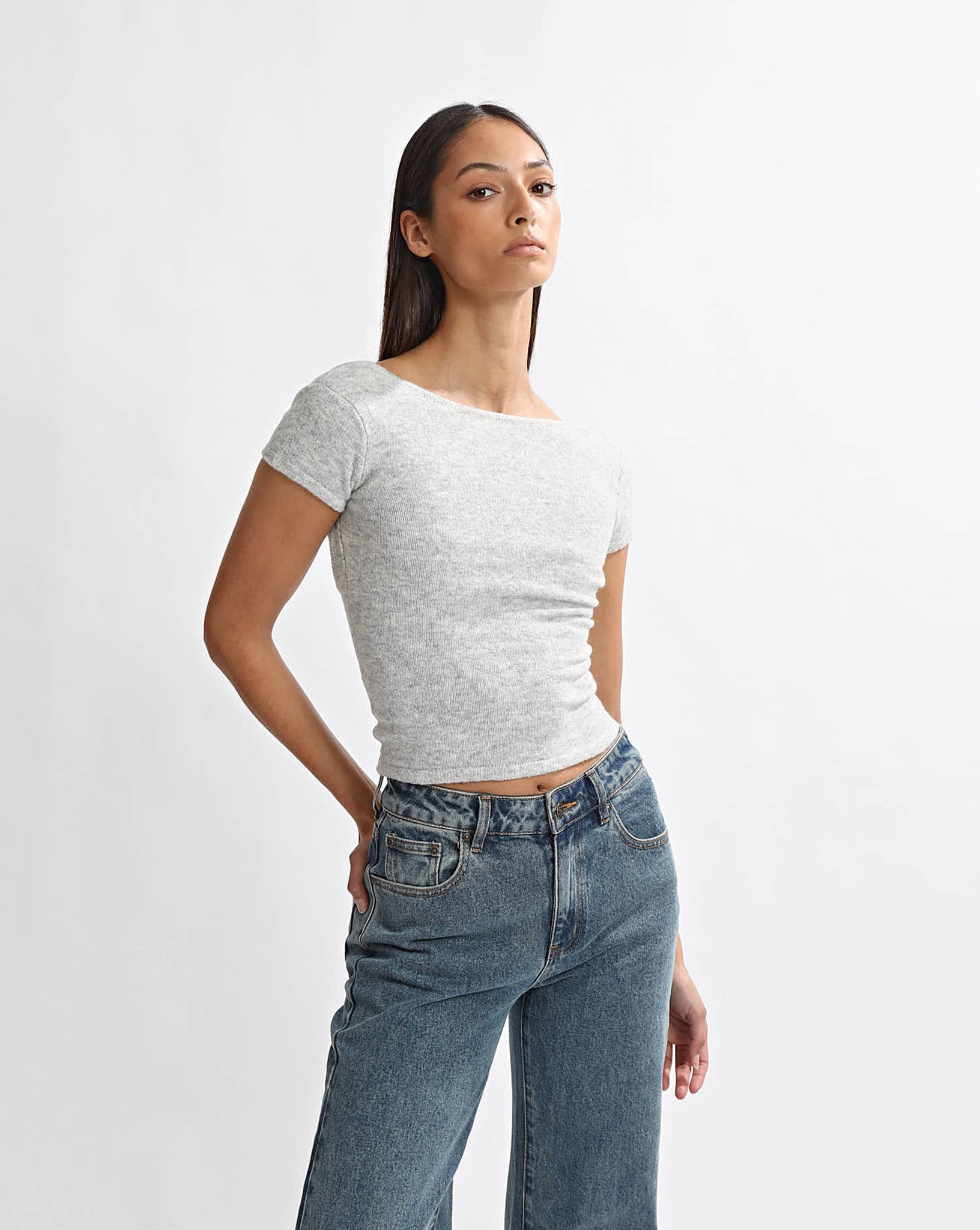 Leo Knit Tee Grey Marl