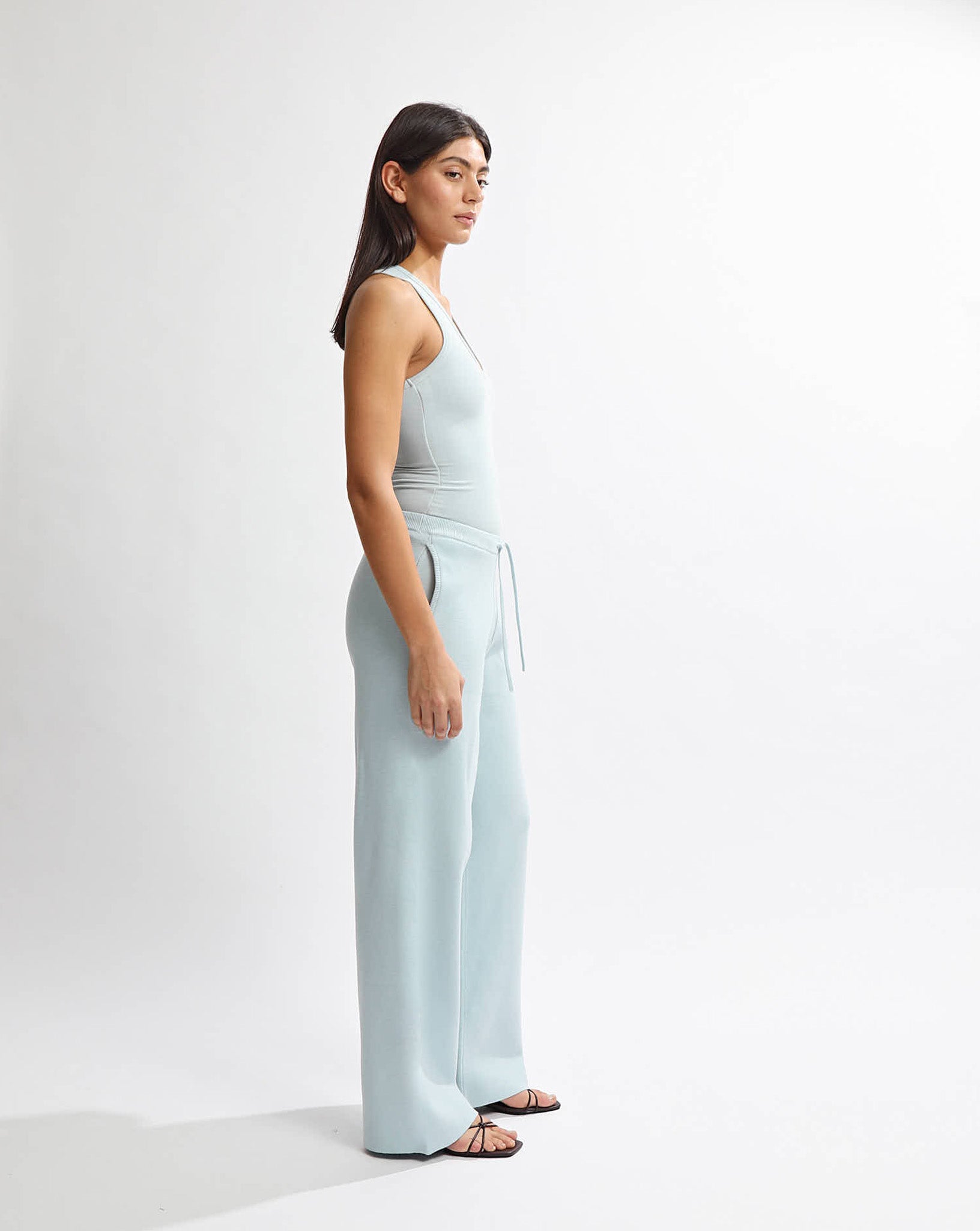 Dion Knit Pants Blue Cropped