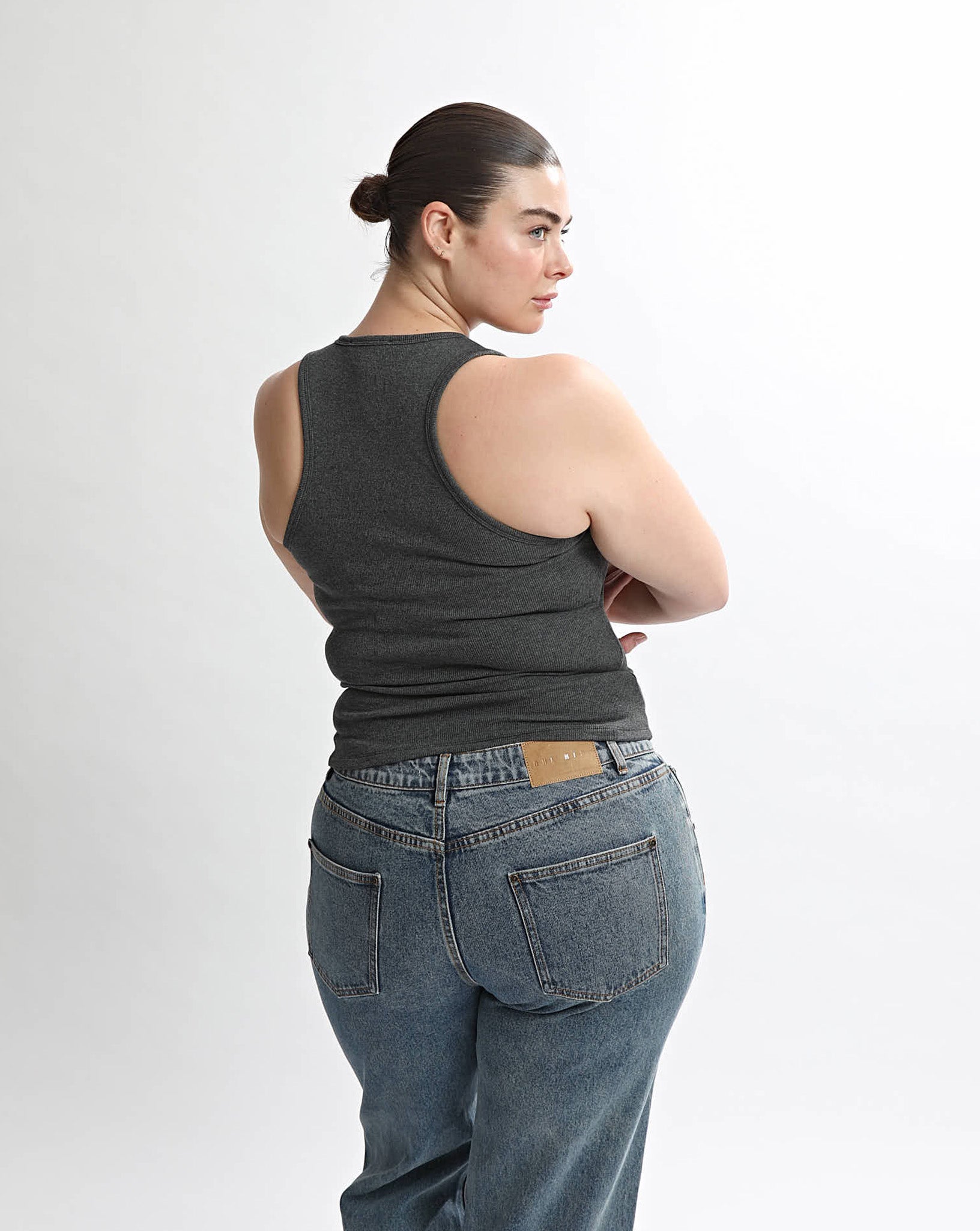 Ellie Rib Tank Dark Grey