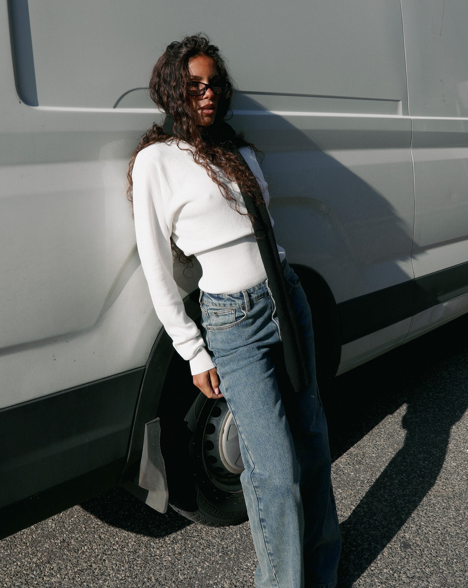 Blaire Knit Long Sleeve Top White