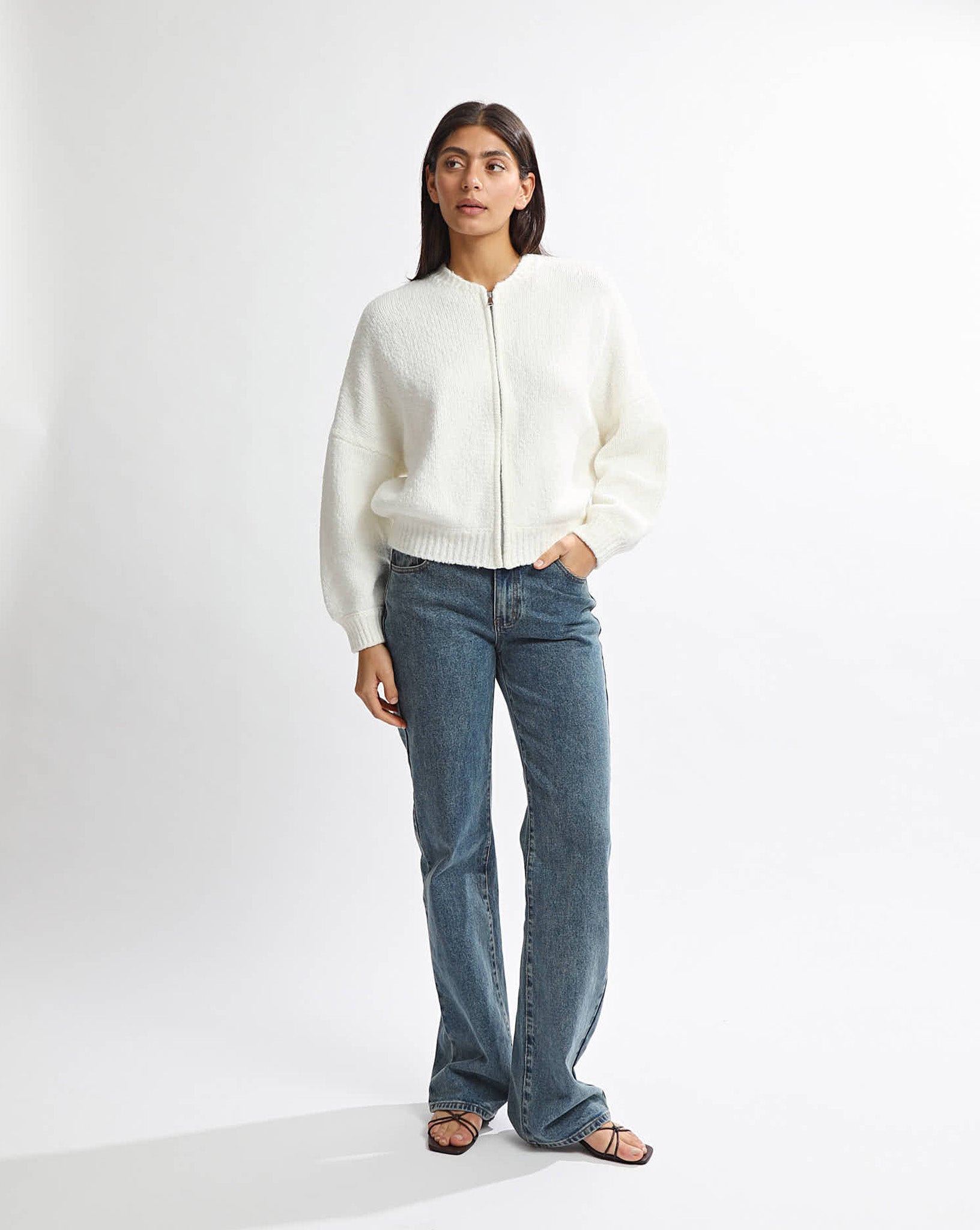 Elliot Knit Zip Jumper Cream