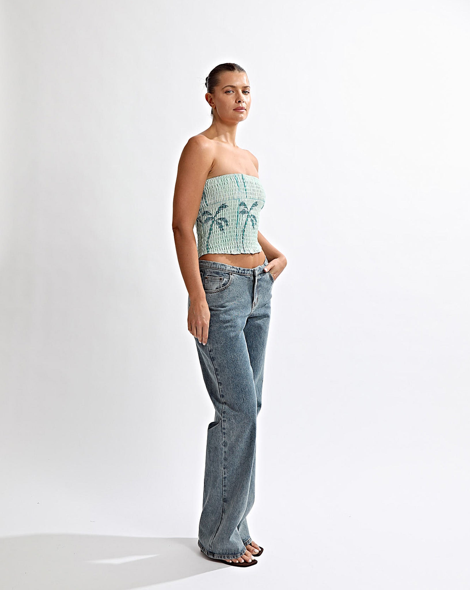 Lola Strapless Top Green Tonic