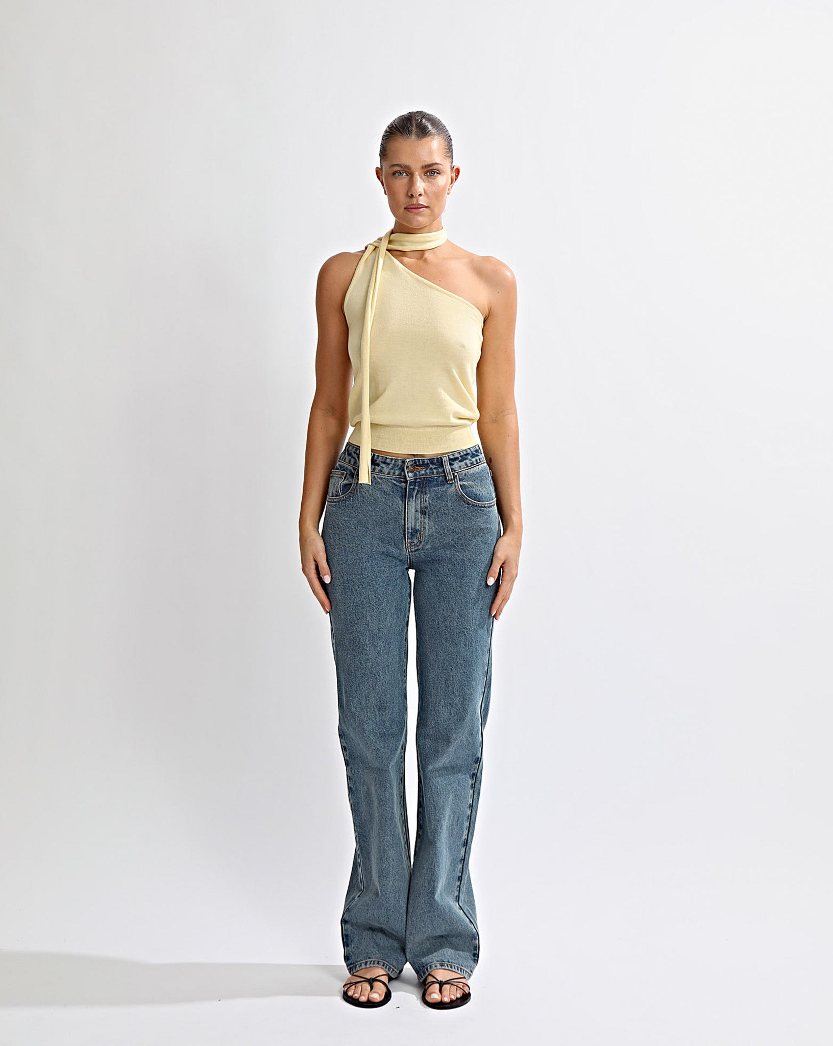Carrie One Shoulder Top Yellow