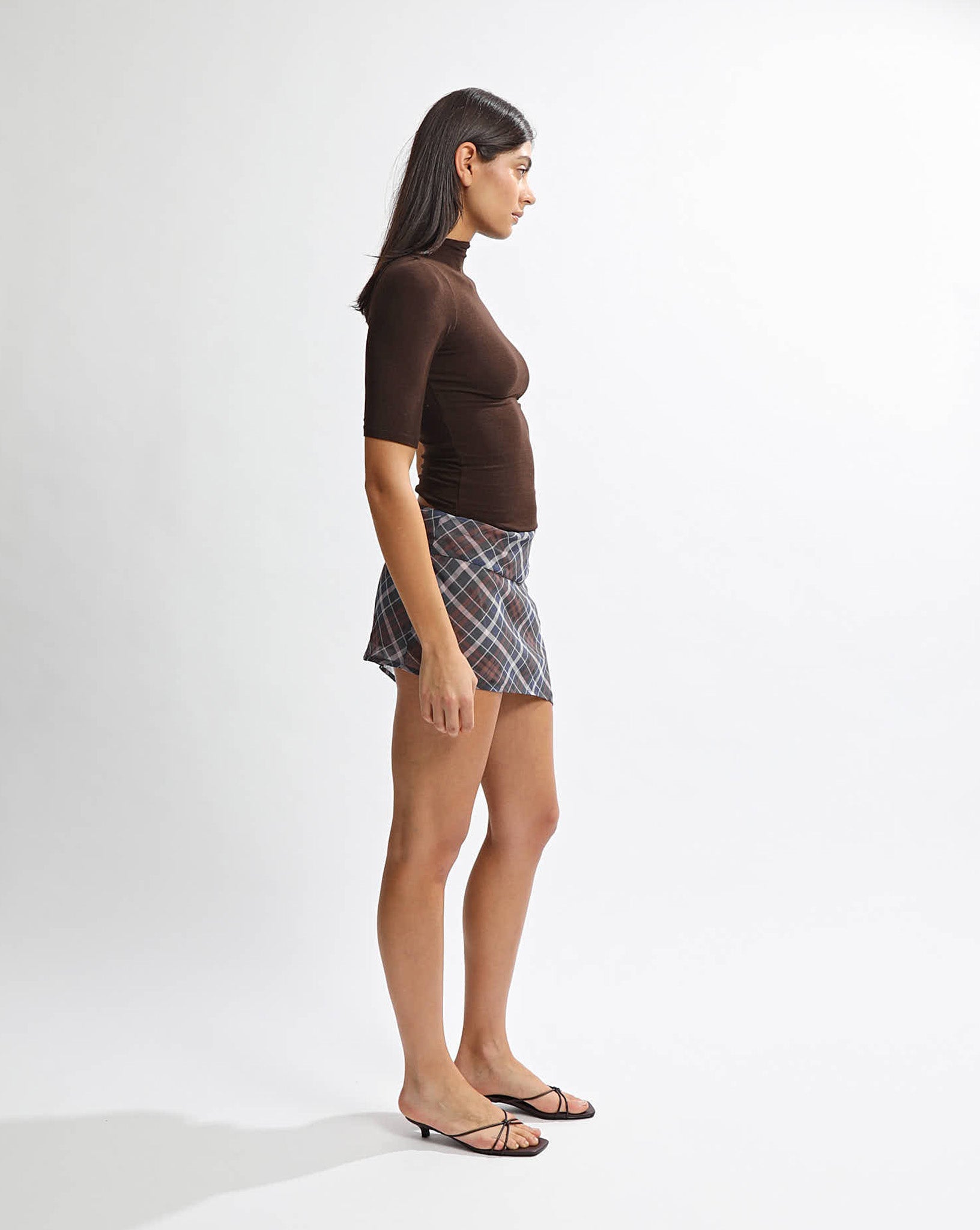 Kendal Mini Skirt Blue/Brown Plaid