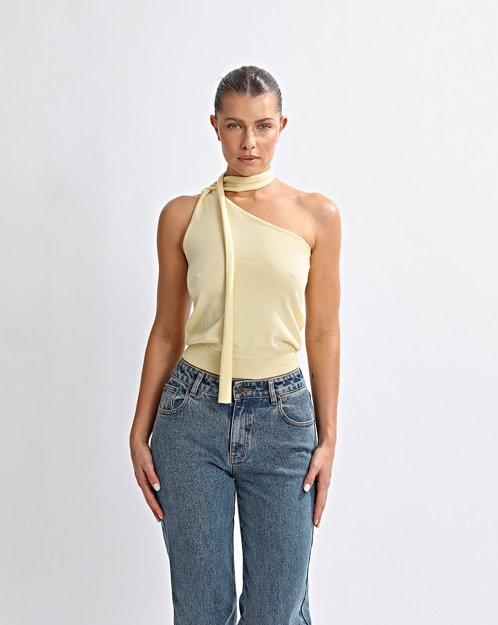 Carrie One Shoulder Top Yellow