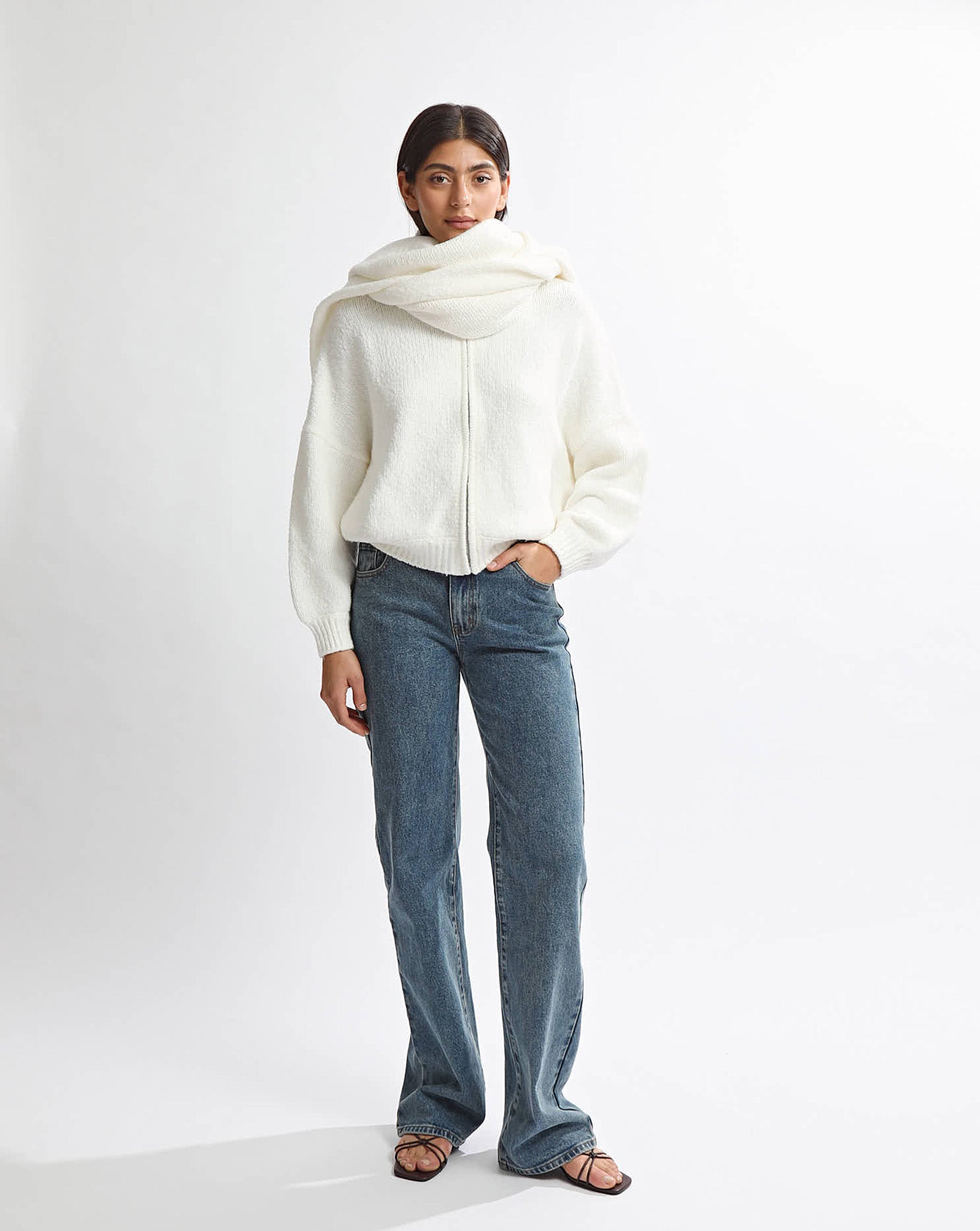Elliot Knit Scarf Cream