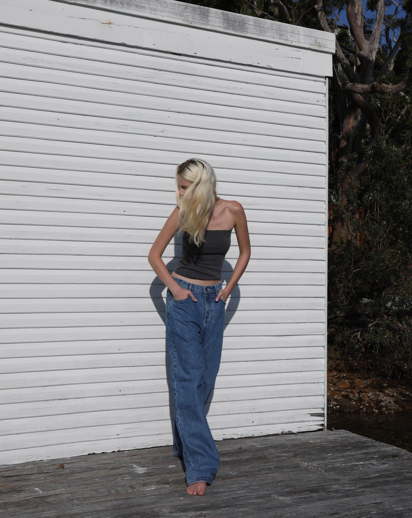 Bella Strapless Top Slate