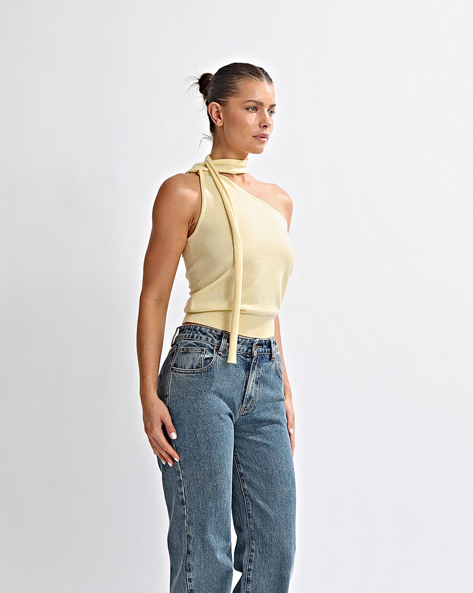 Carrie One Shoulder Top Yellow