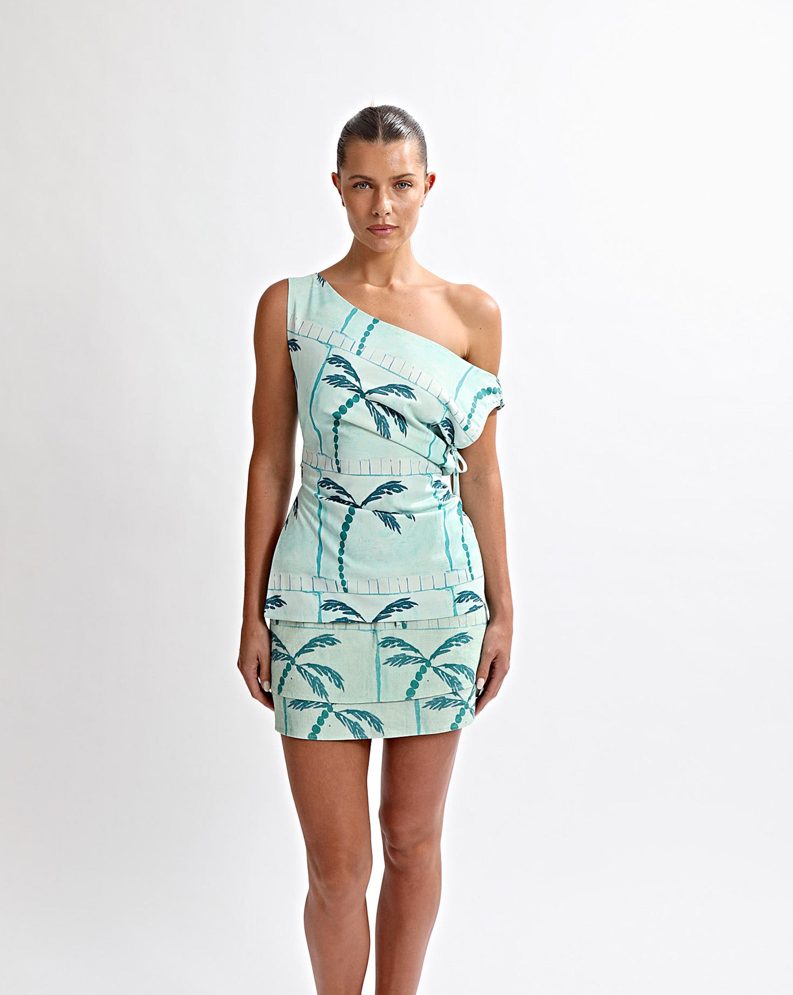 Lani Off Shoulder Top Green Tonic