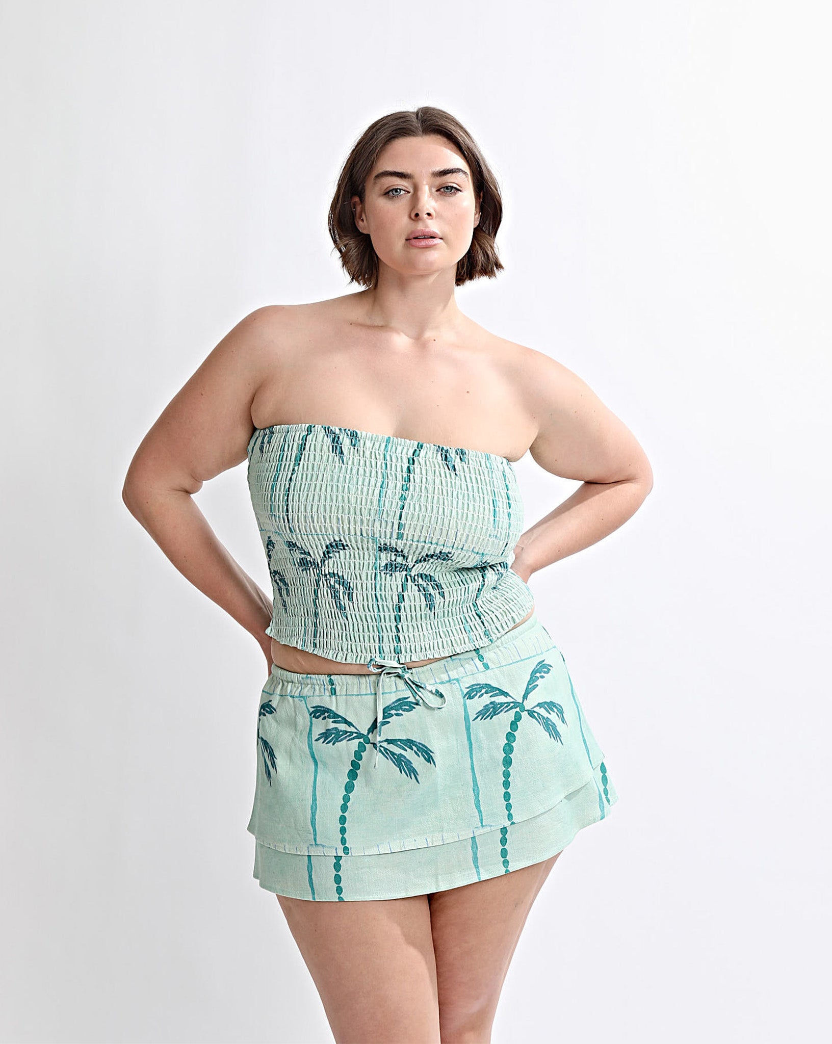 Lola Strapless Top Green Tonic