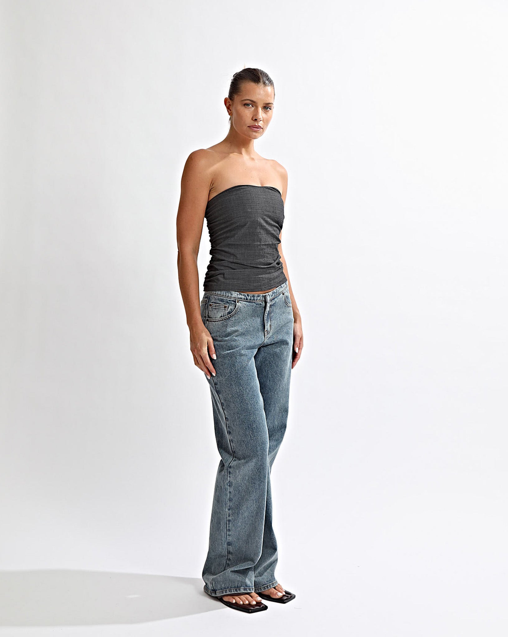 Heidi Strapless Top Slate