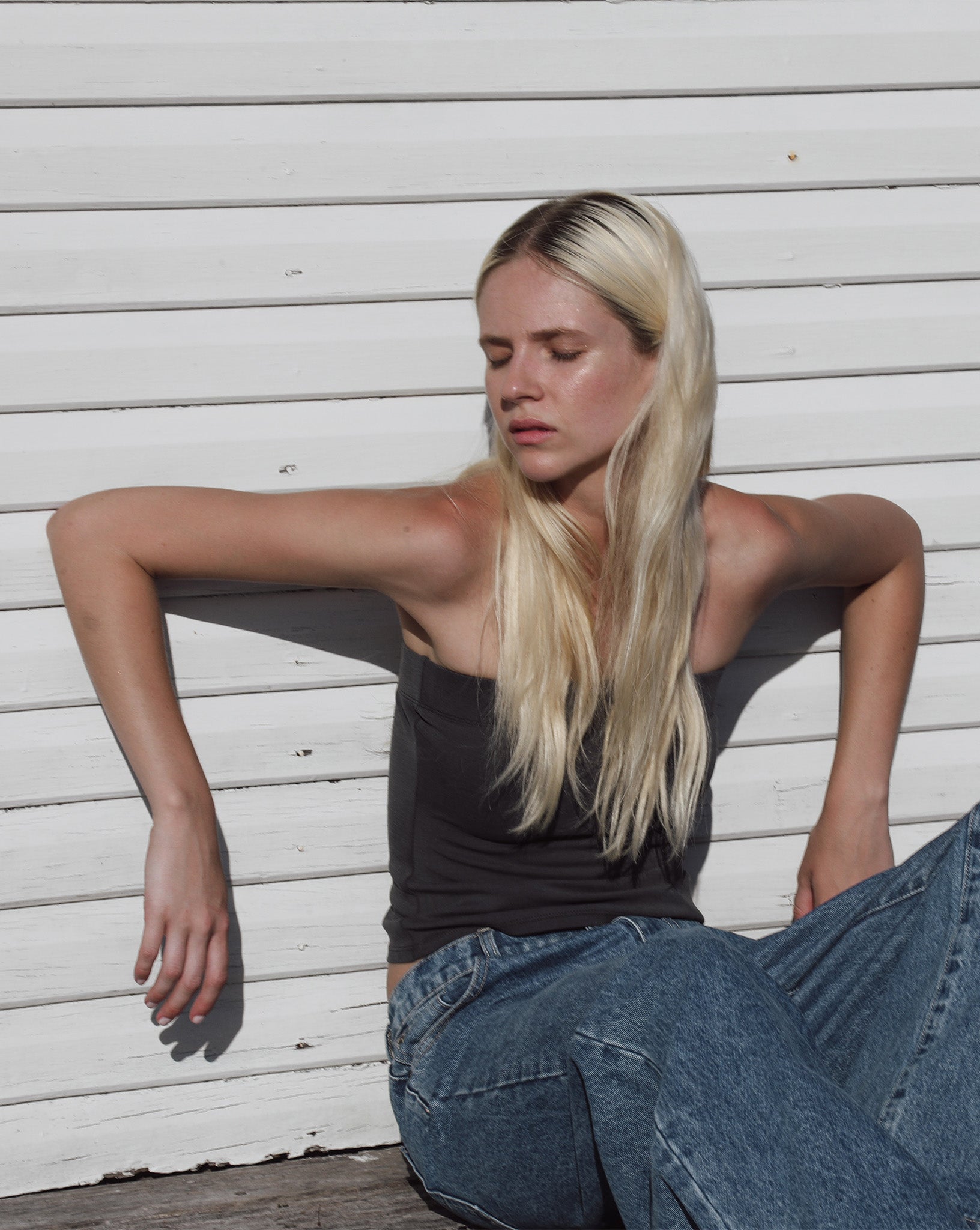 Bella Strapless Top Slate