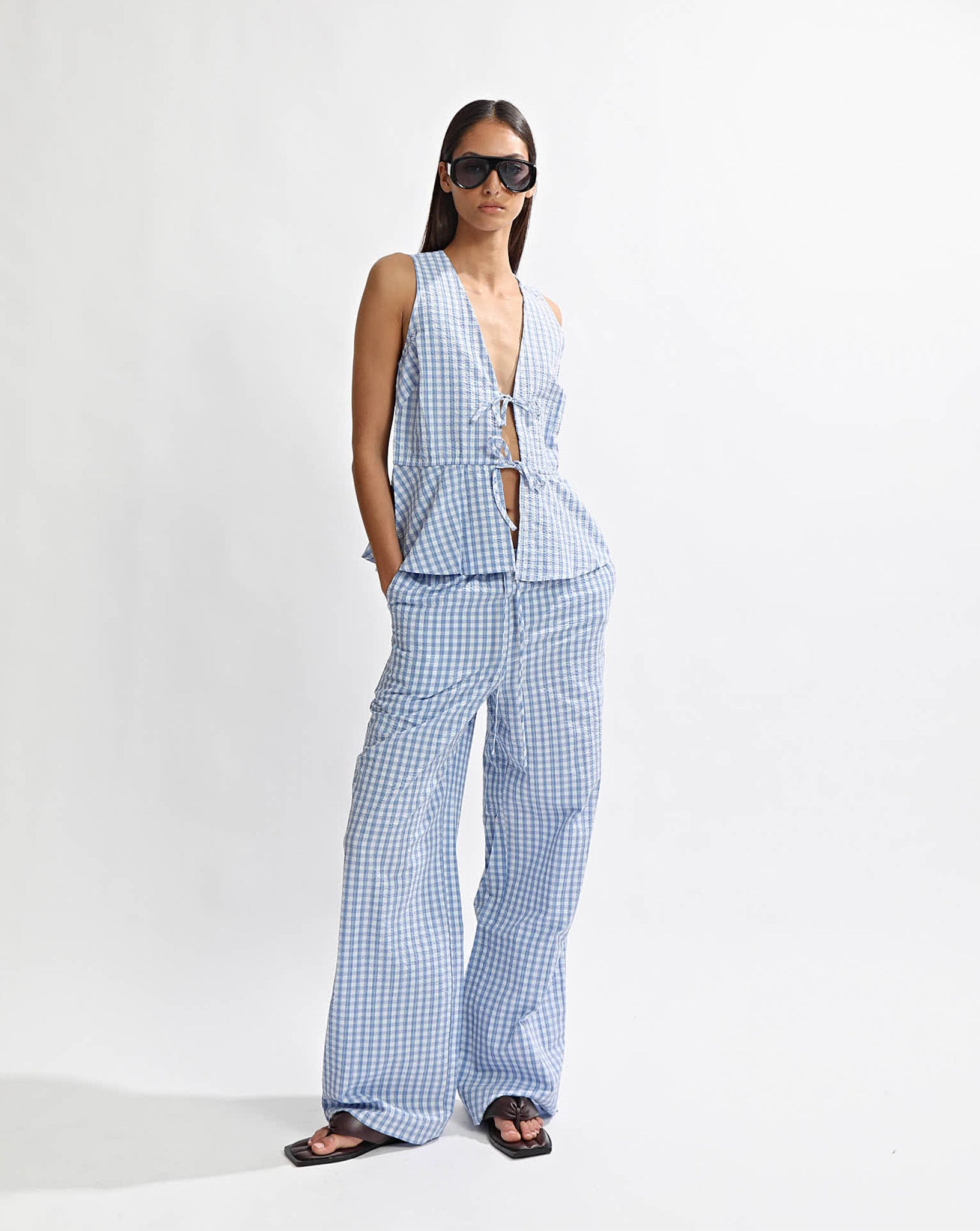 Lila Top Blue Gingham