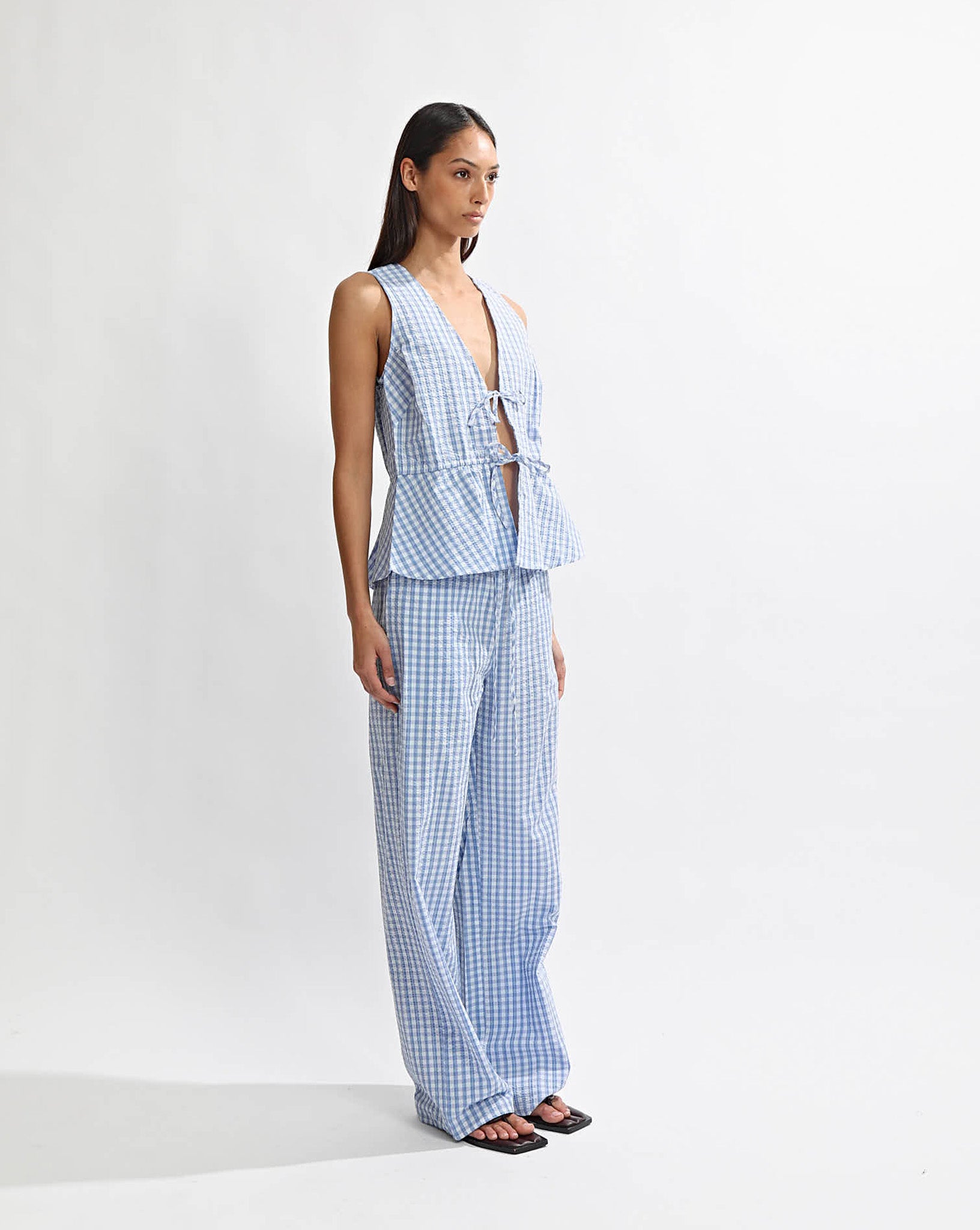 Lila Top Blue Gingham