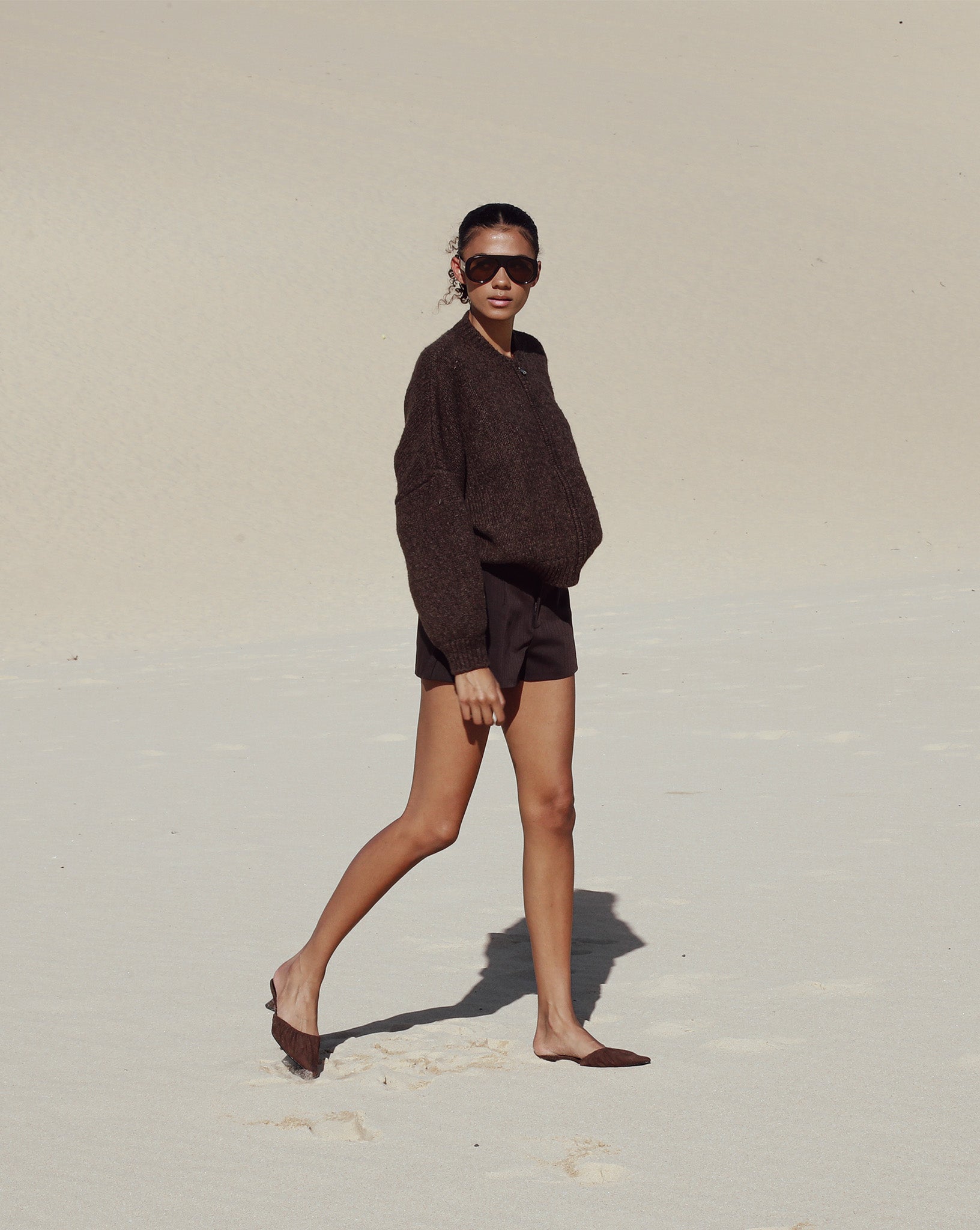 Elliot Knit Zip Jumper Chocolate