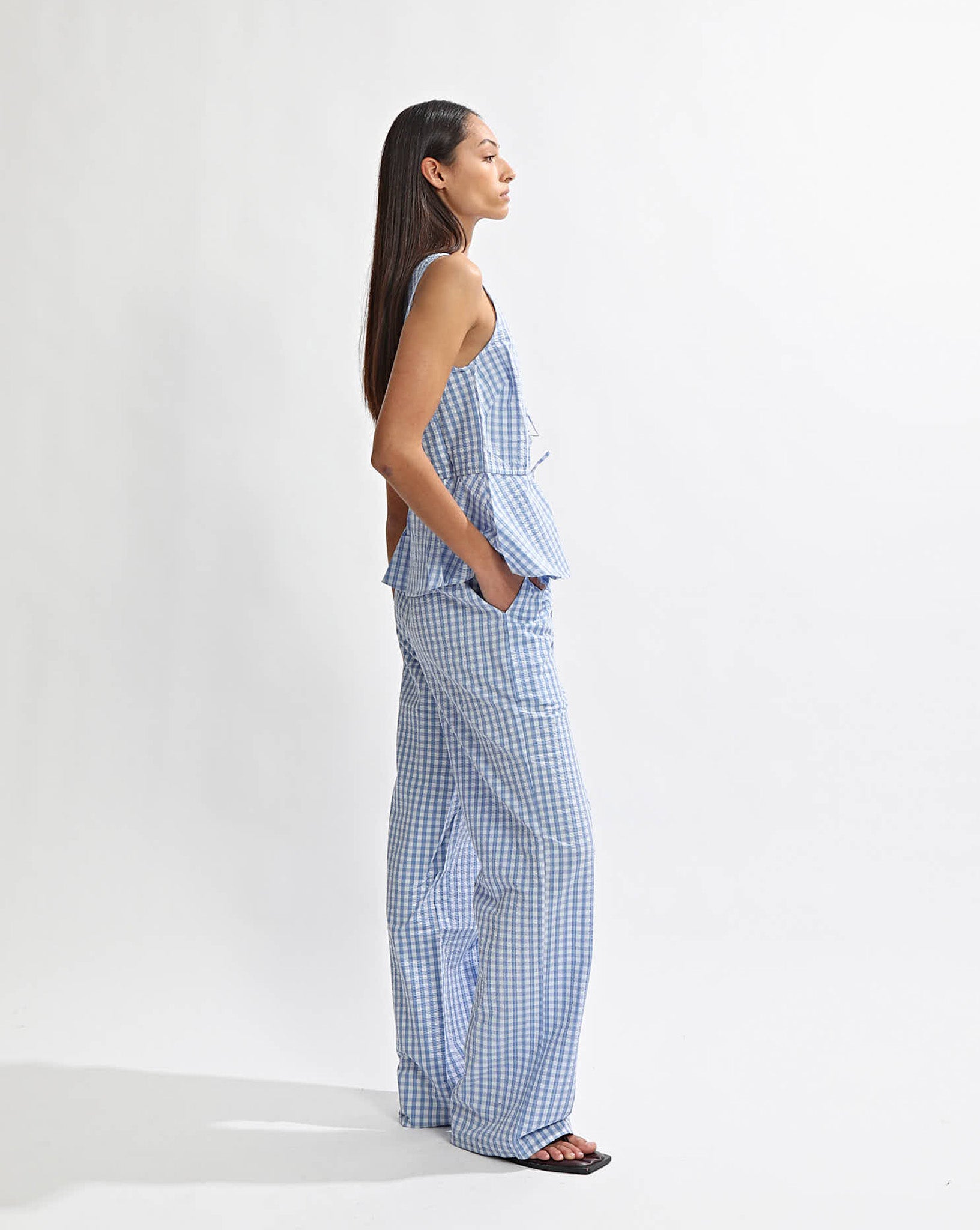 Lila Top Blue Gingham