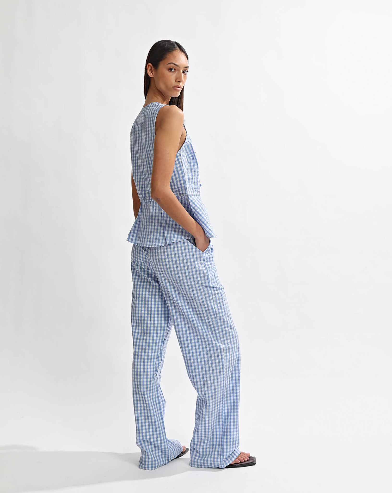 Lila Top Blue Gingham