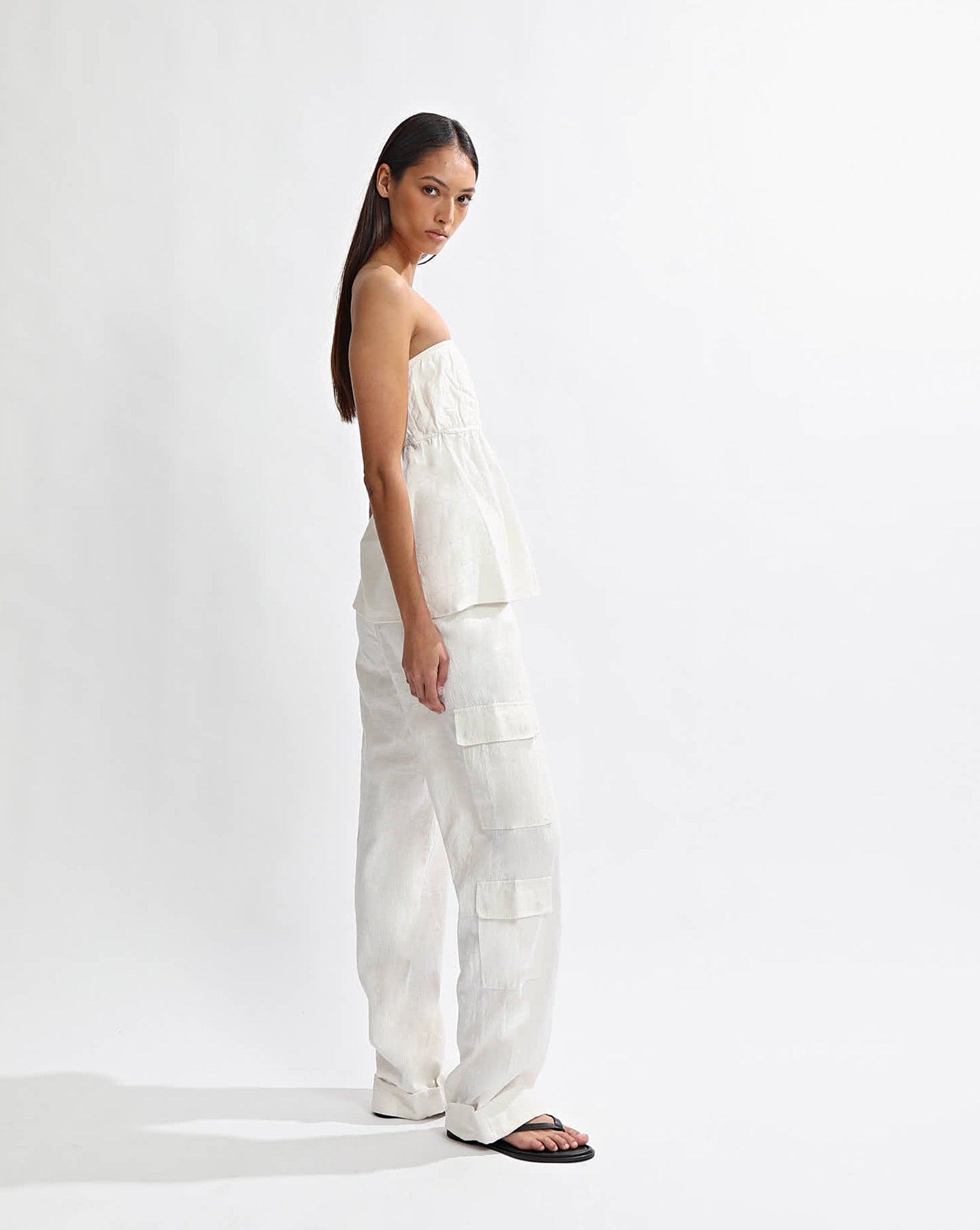 Evie Trousers Off White Cropped
