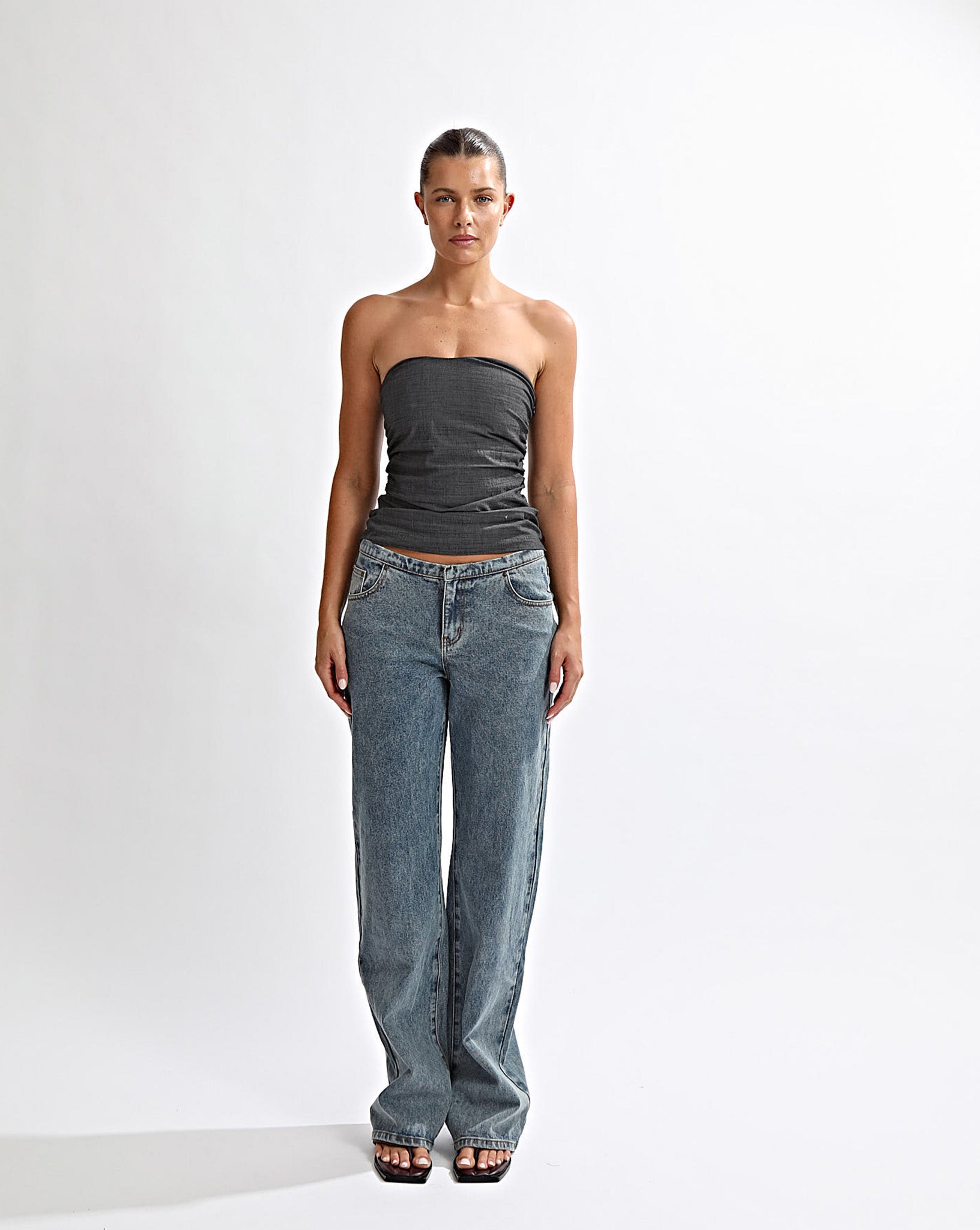 Heidi Strapless Top Slate