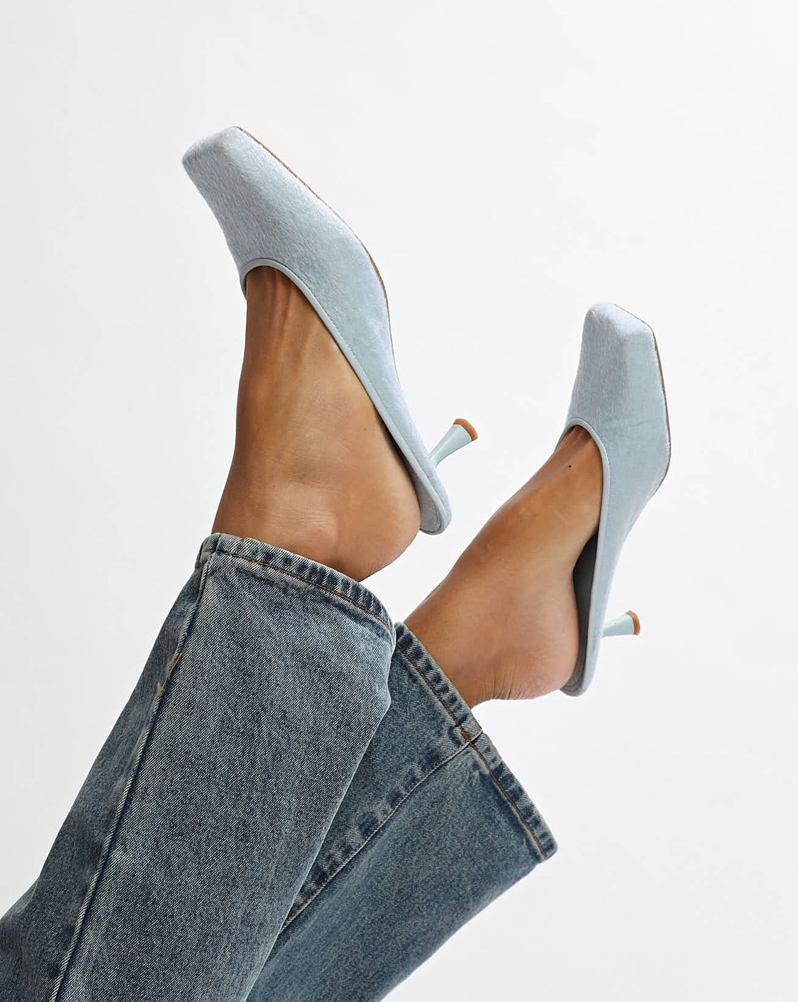 Natasha Square Toe Heel Blue