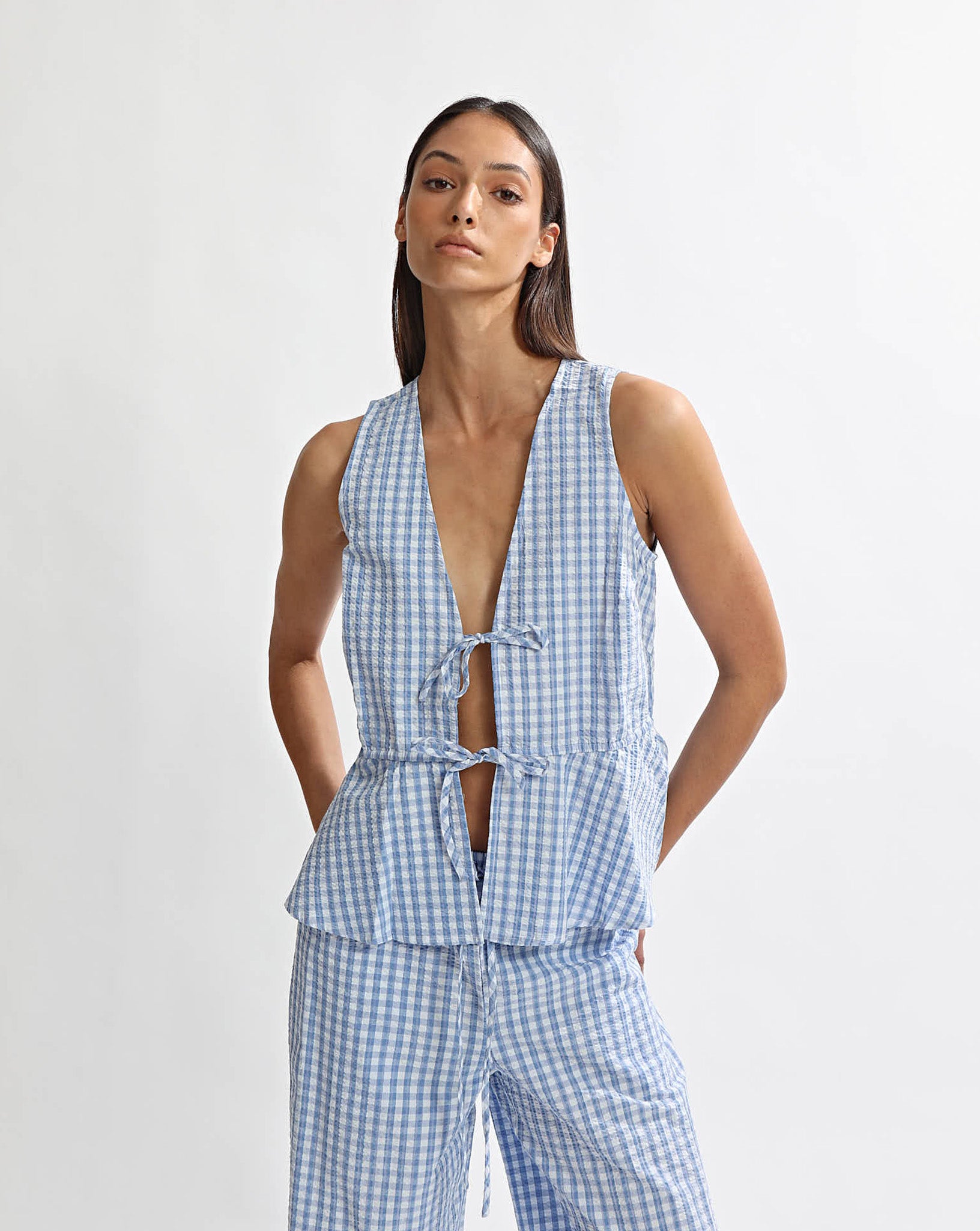 Lila Top Blue Gingham