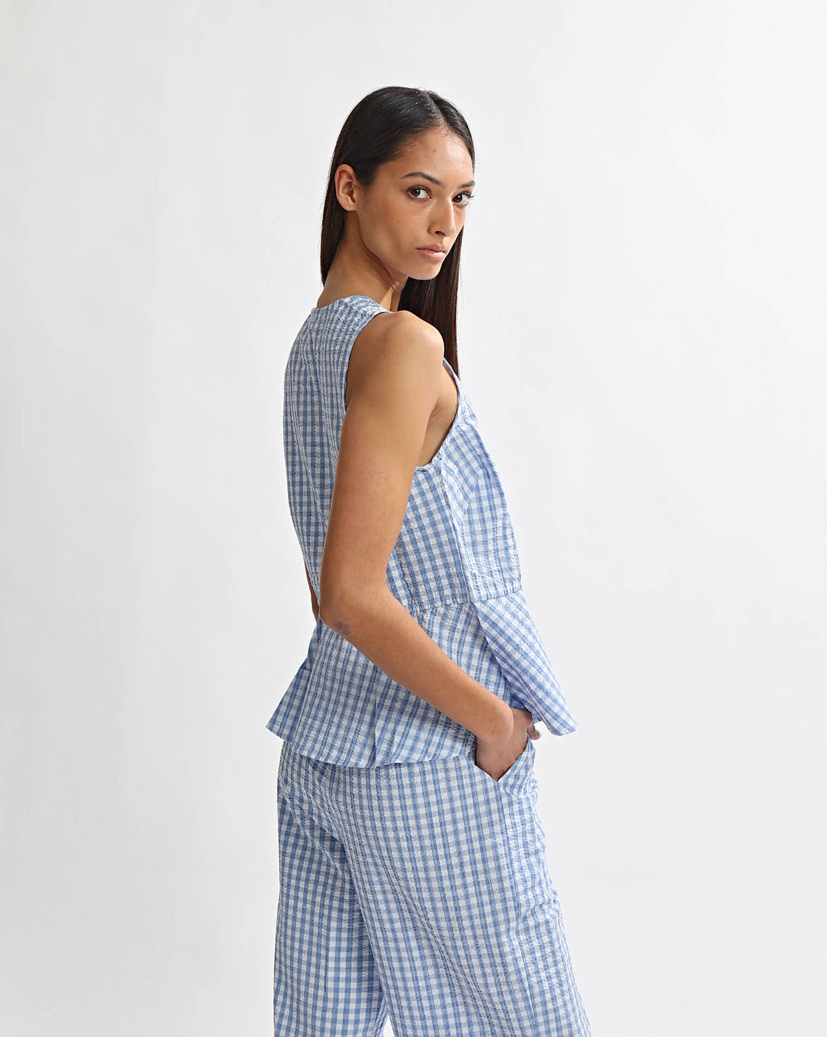 Lila Top Blue Gingham