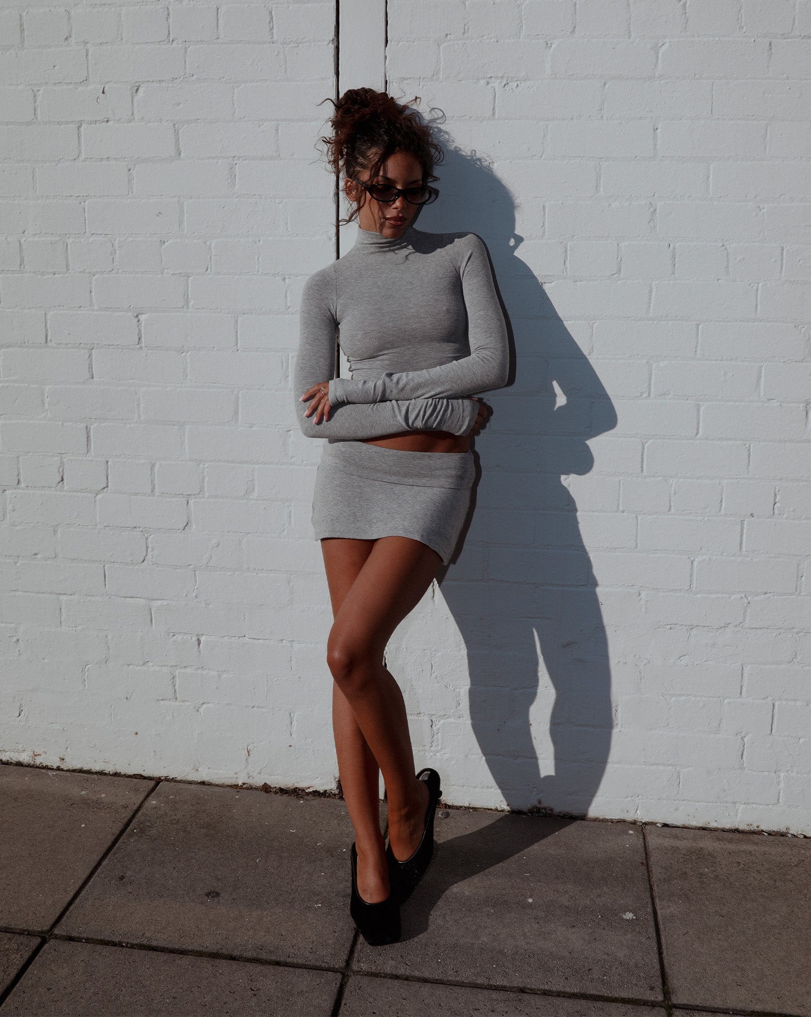 Amelia Long Sleeve Top Grey Marl